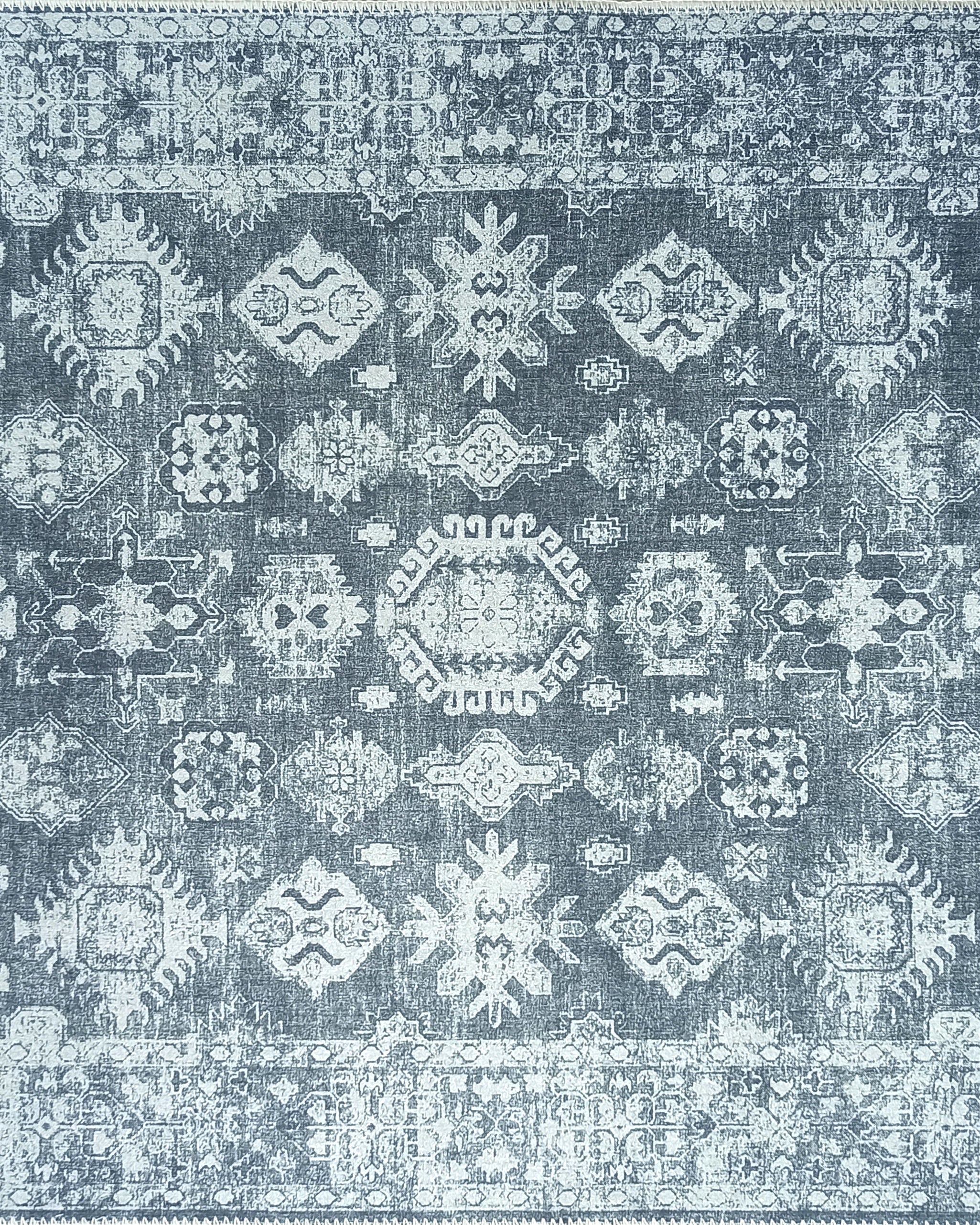 Turkish Vintage Distressed Gray Rug