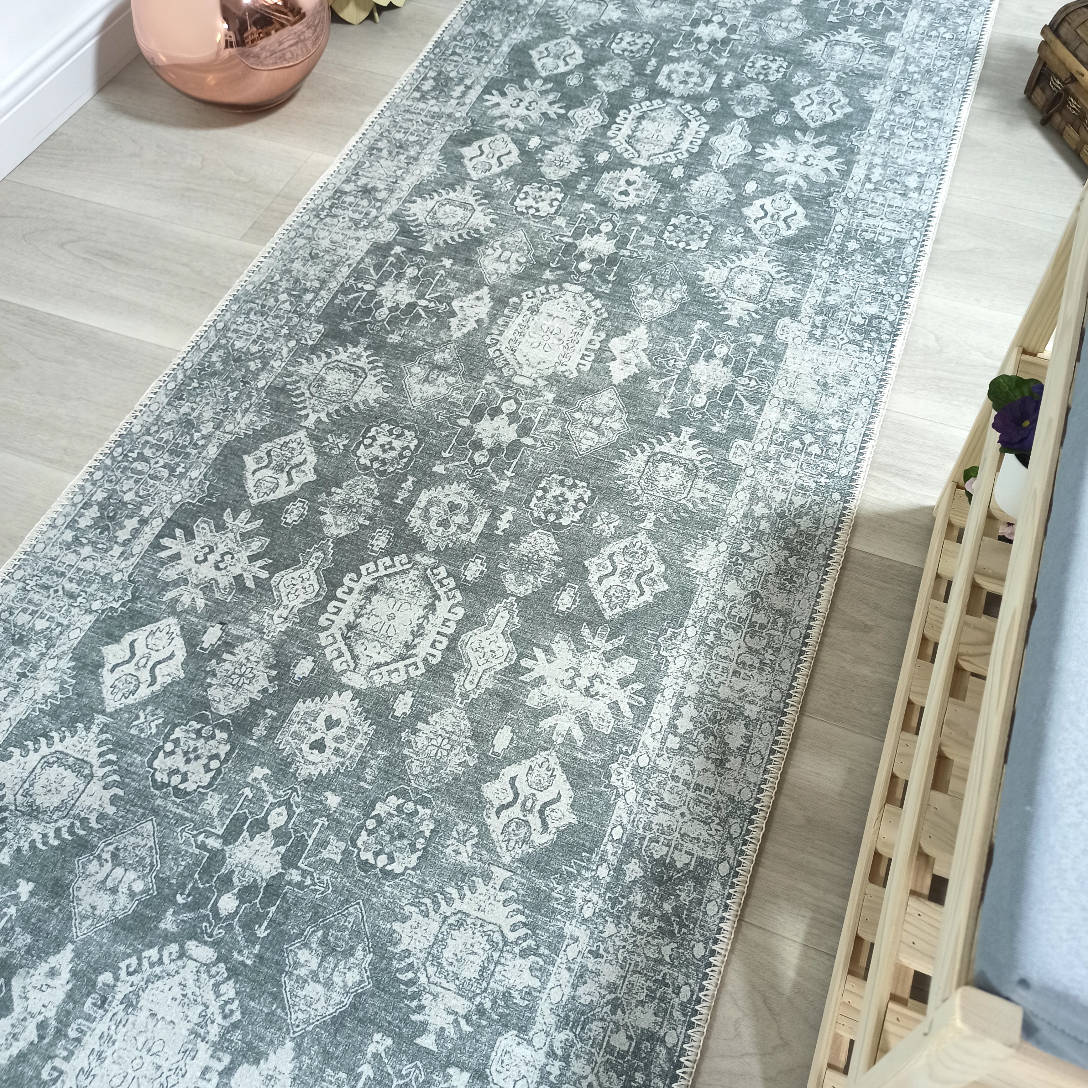 Turkish Vintage Distressed Gray Rug