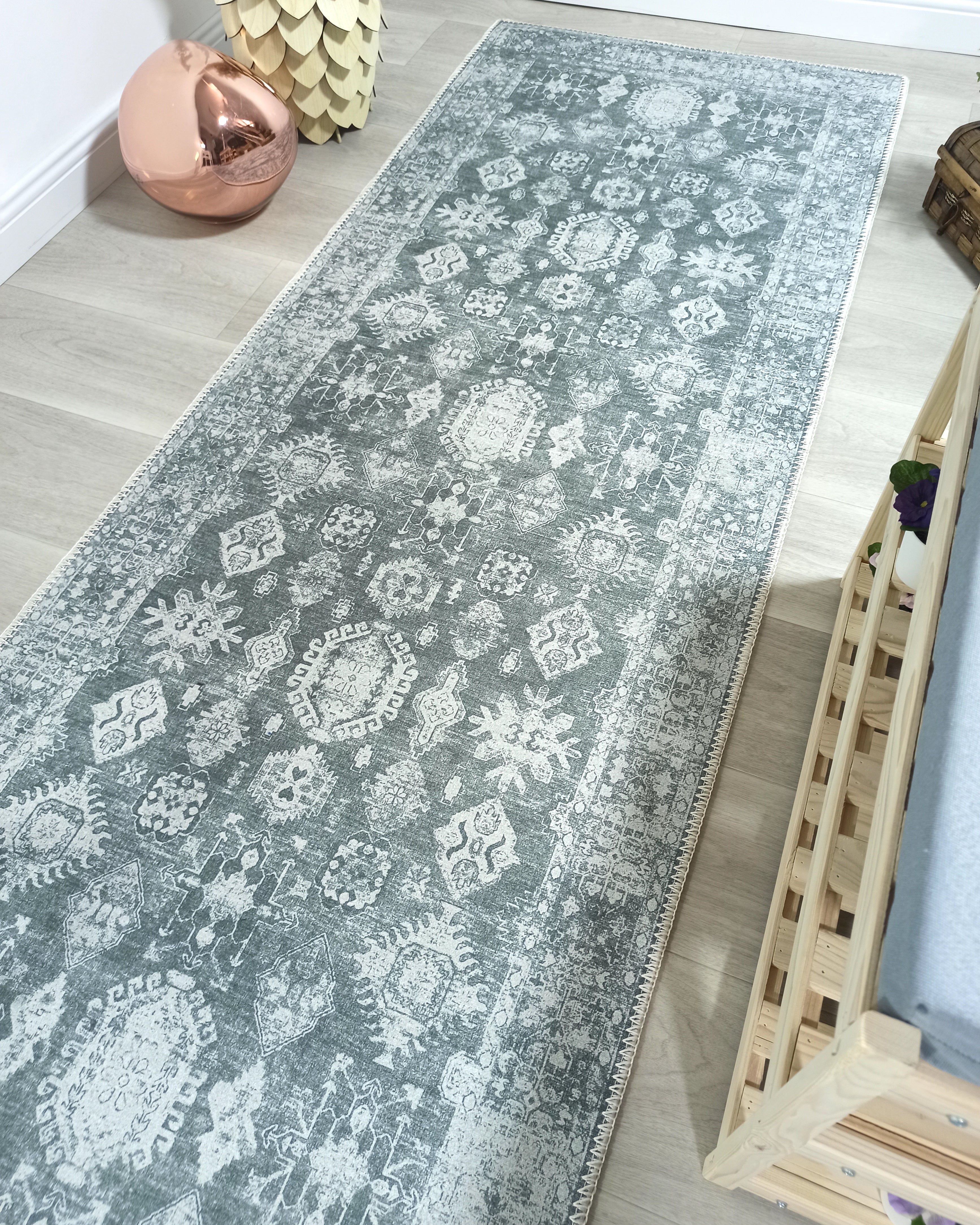 Turkish Vintage Distressed Gray Rug