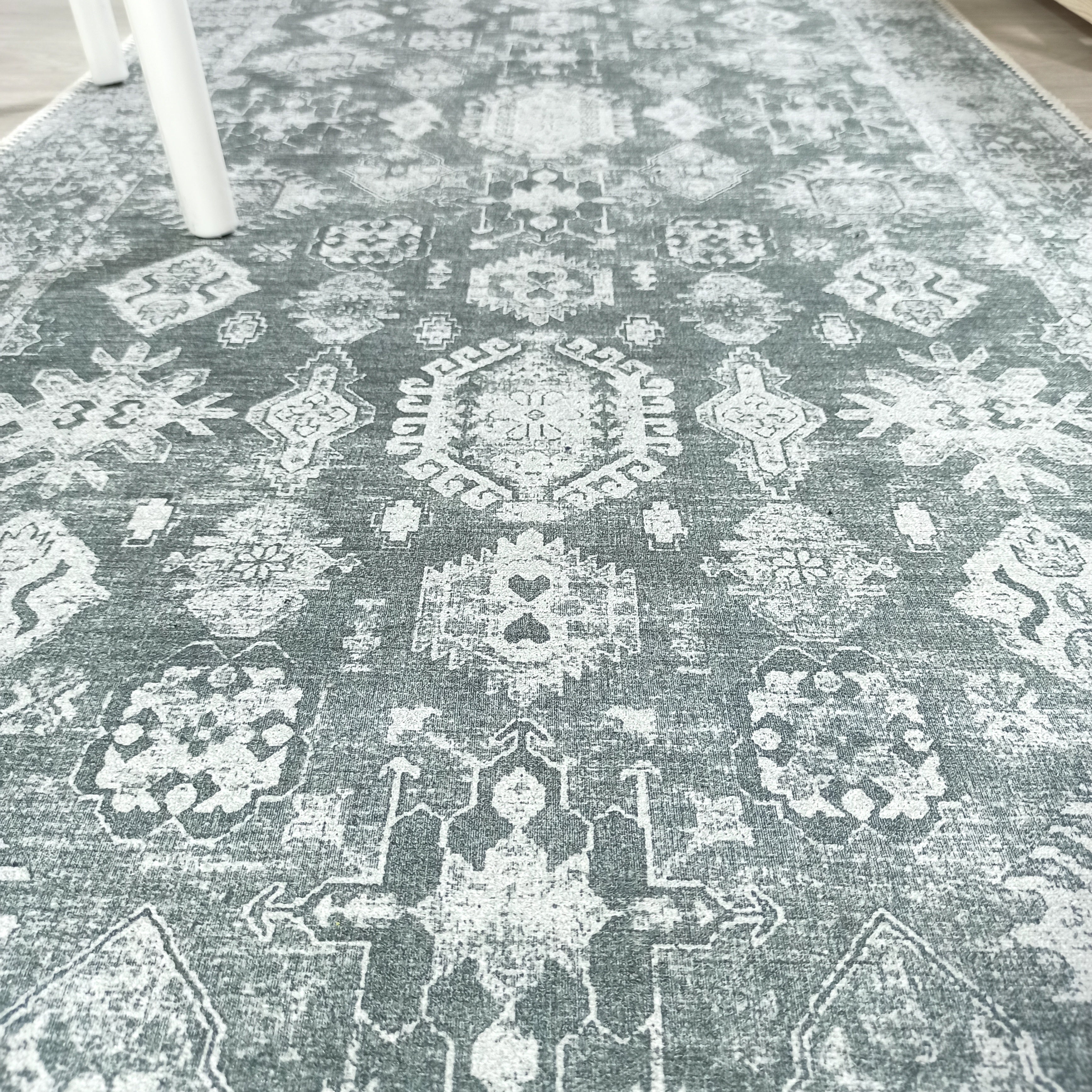 Turkish Vintage Distressed Gray Rug