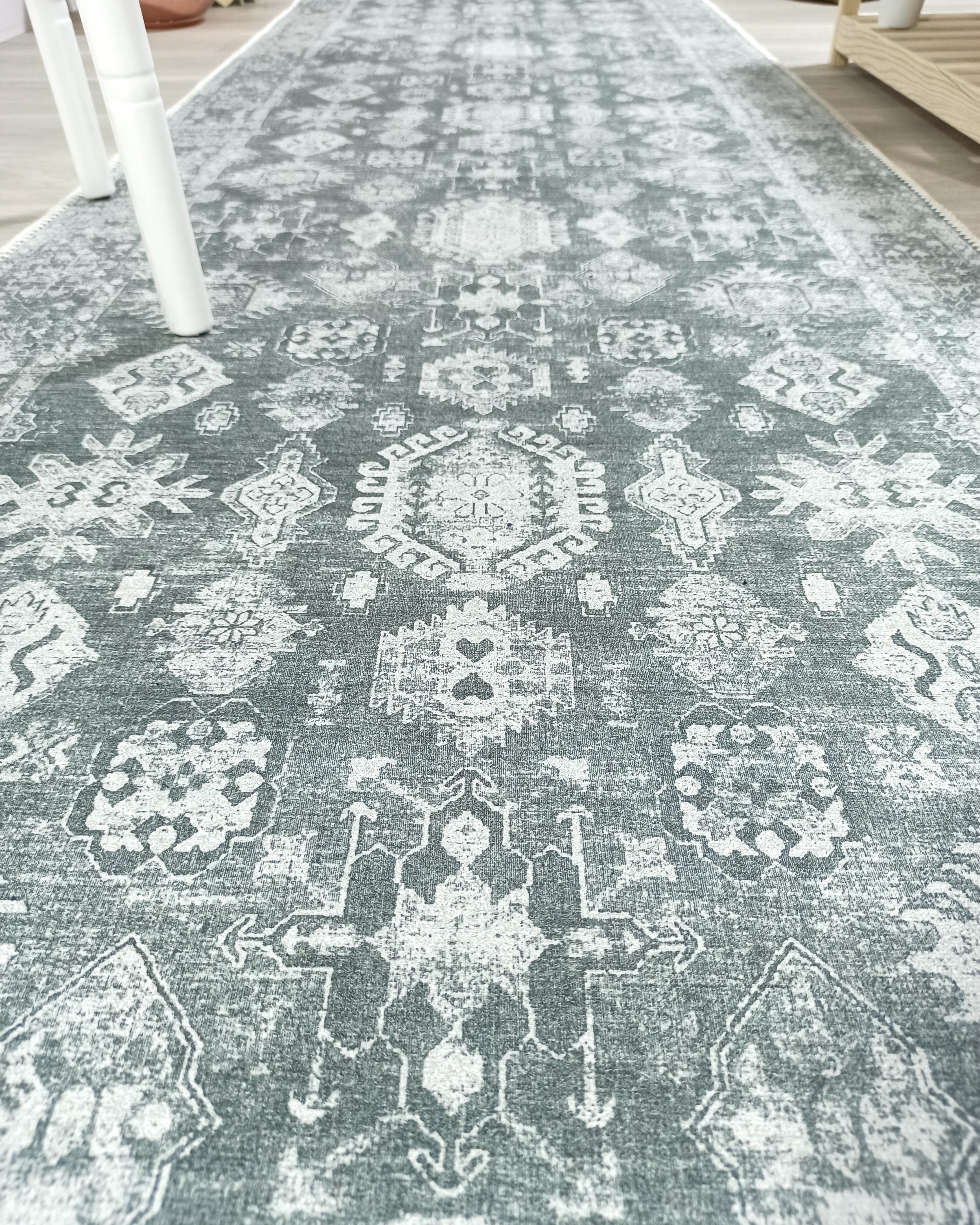 Turkish Vintage Distressed Gray Rug