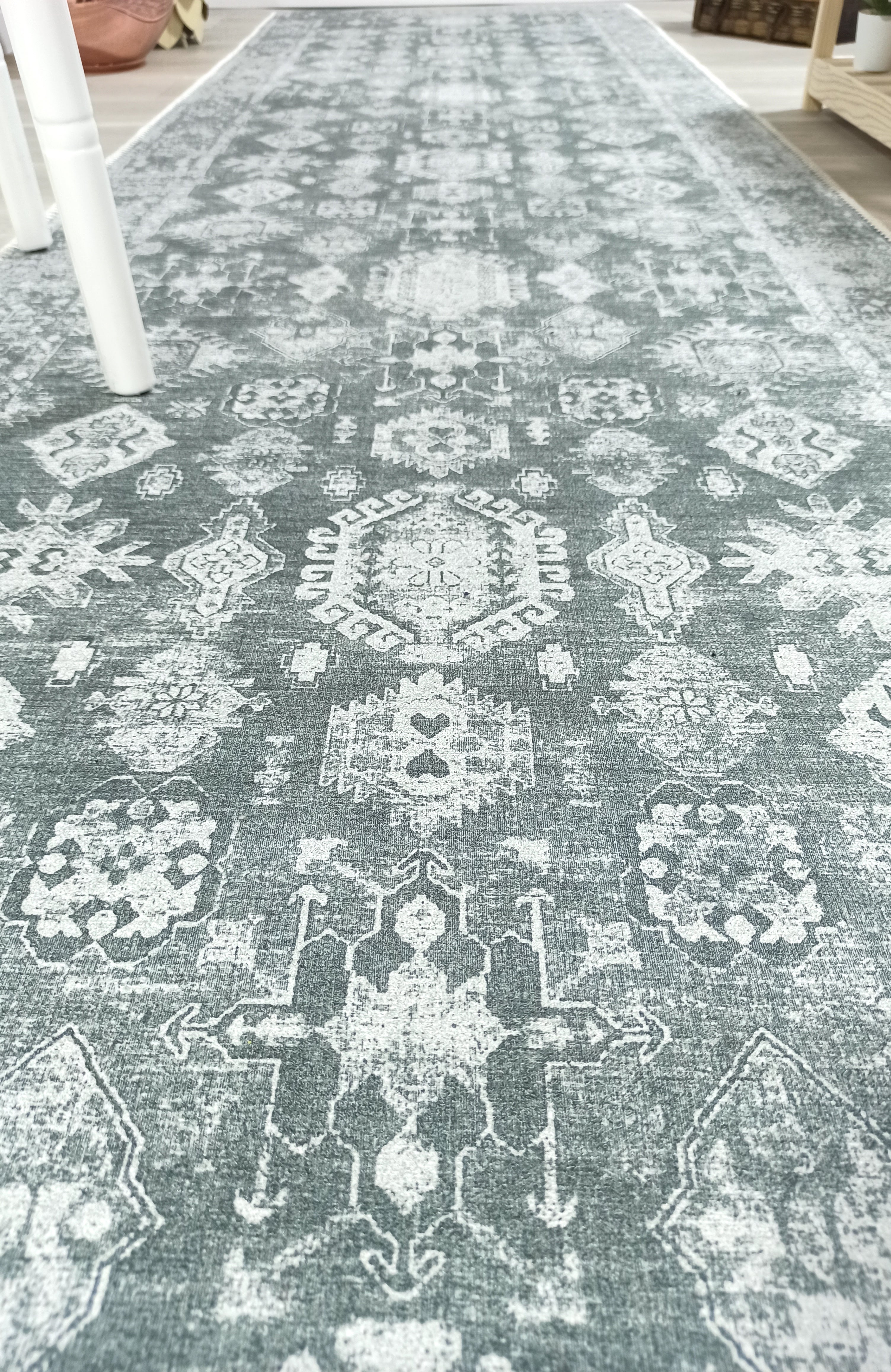 Turkish Vintage Distressed Gray Rug