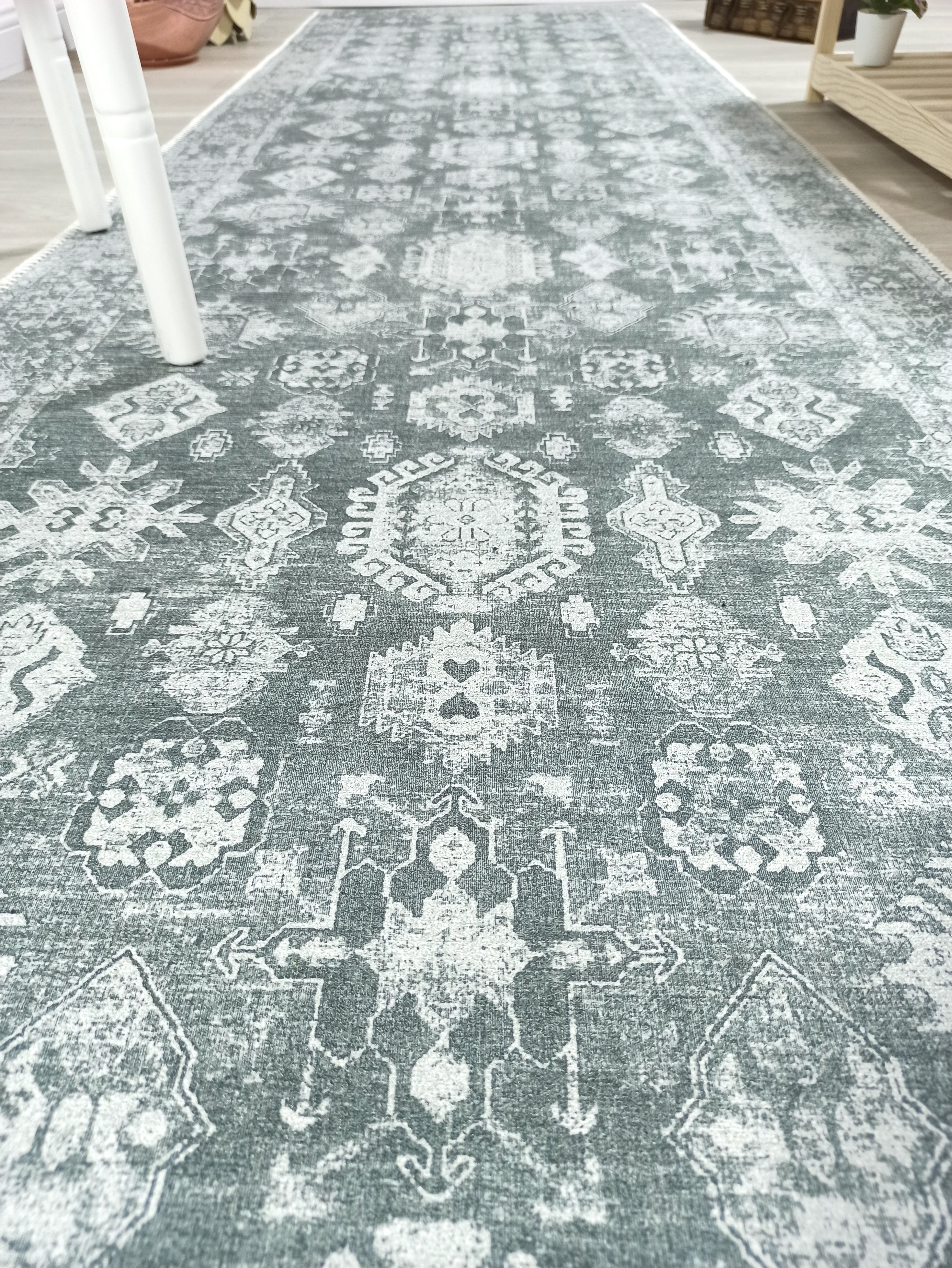 Turkish Vintage Distressed Gray Rug