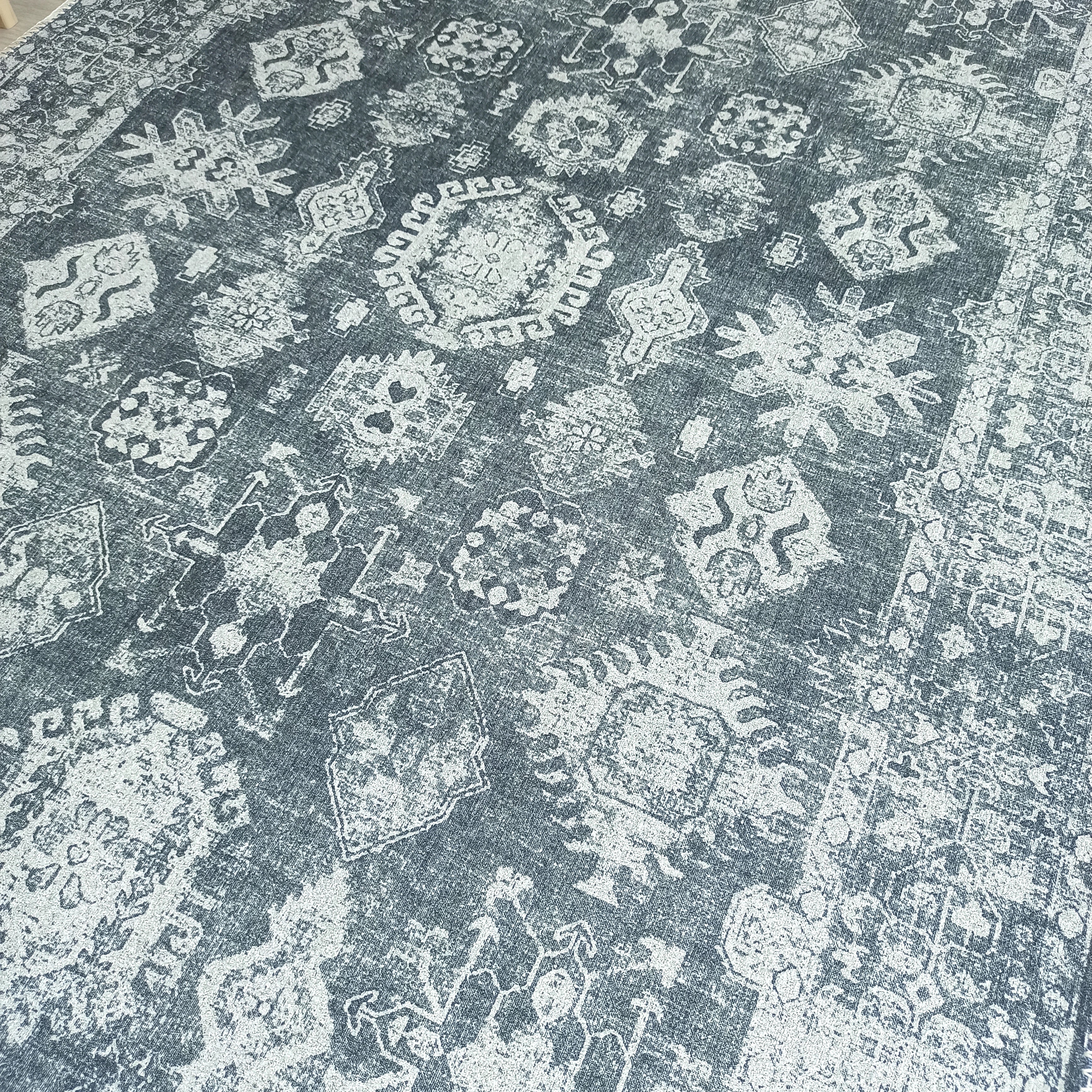 Turkish Vintage Distressed Gray Rug