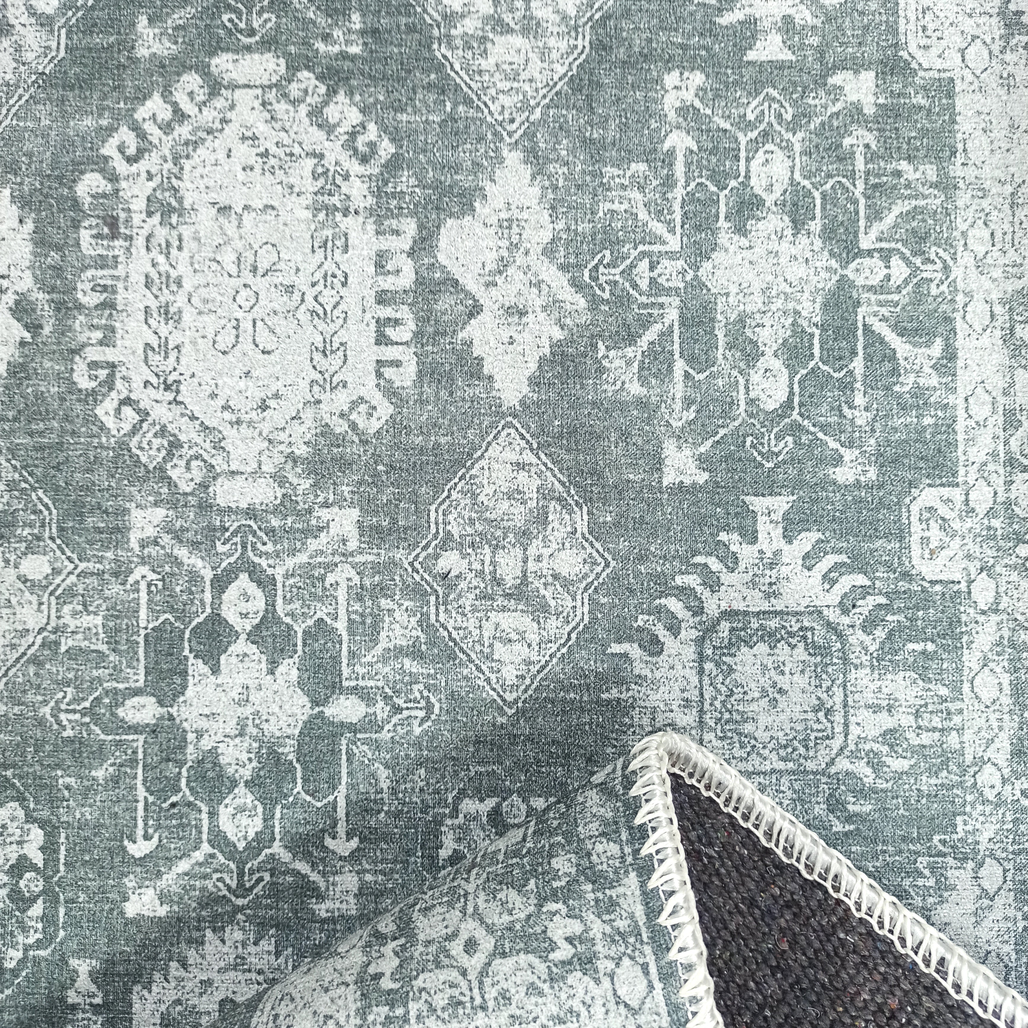 Turkish Vintage Distressed Gray Rug