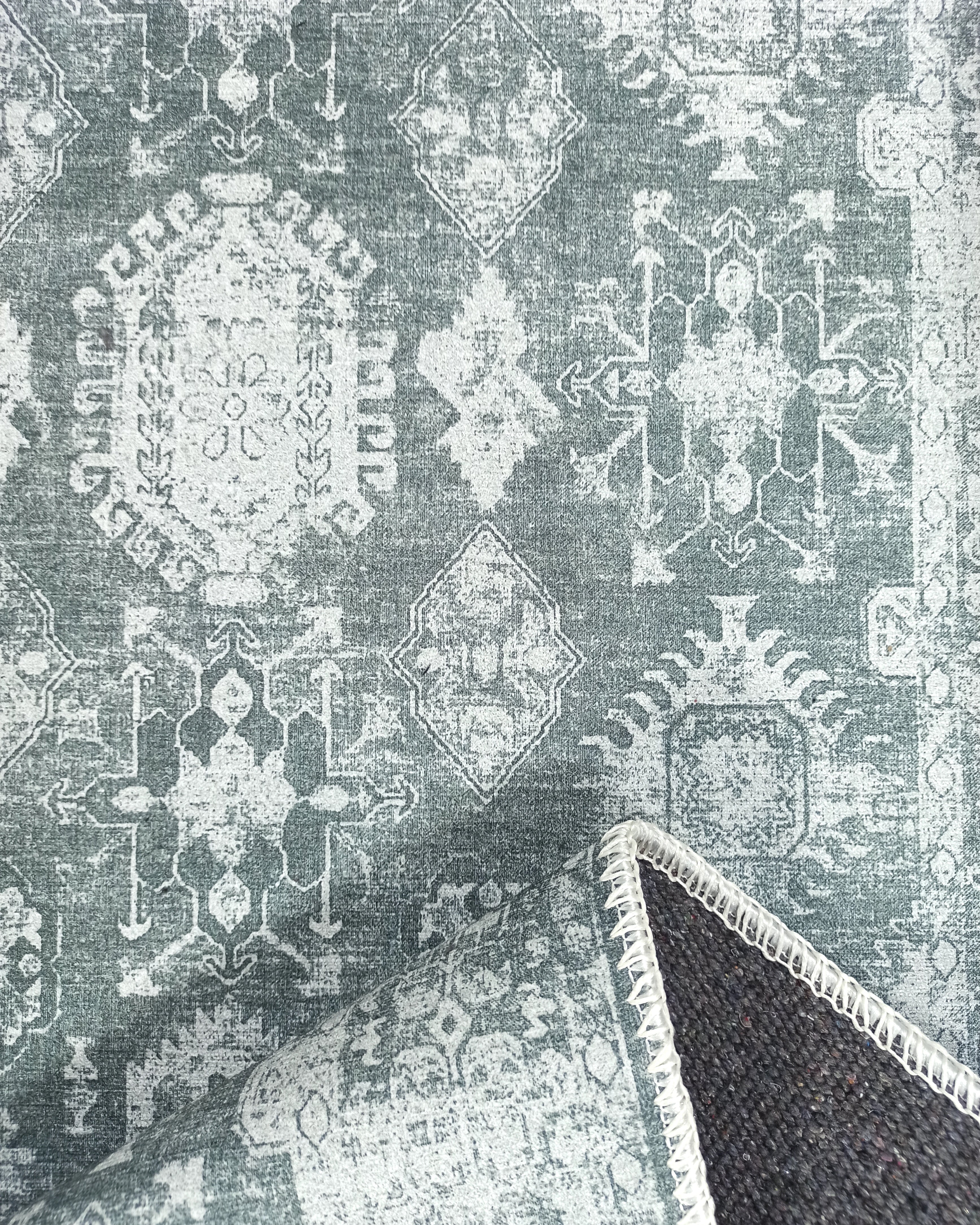 Turkish Vintage Distressed Gray Rug