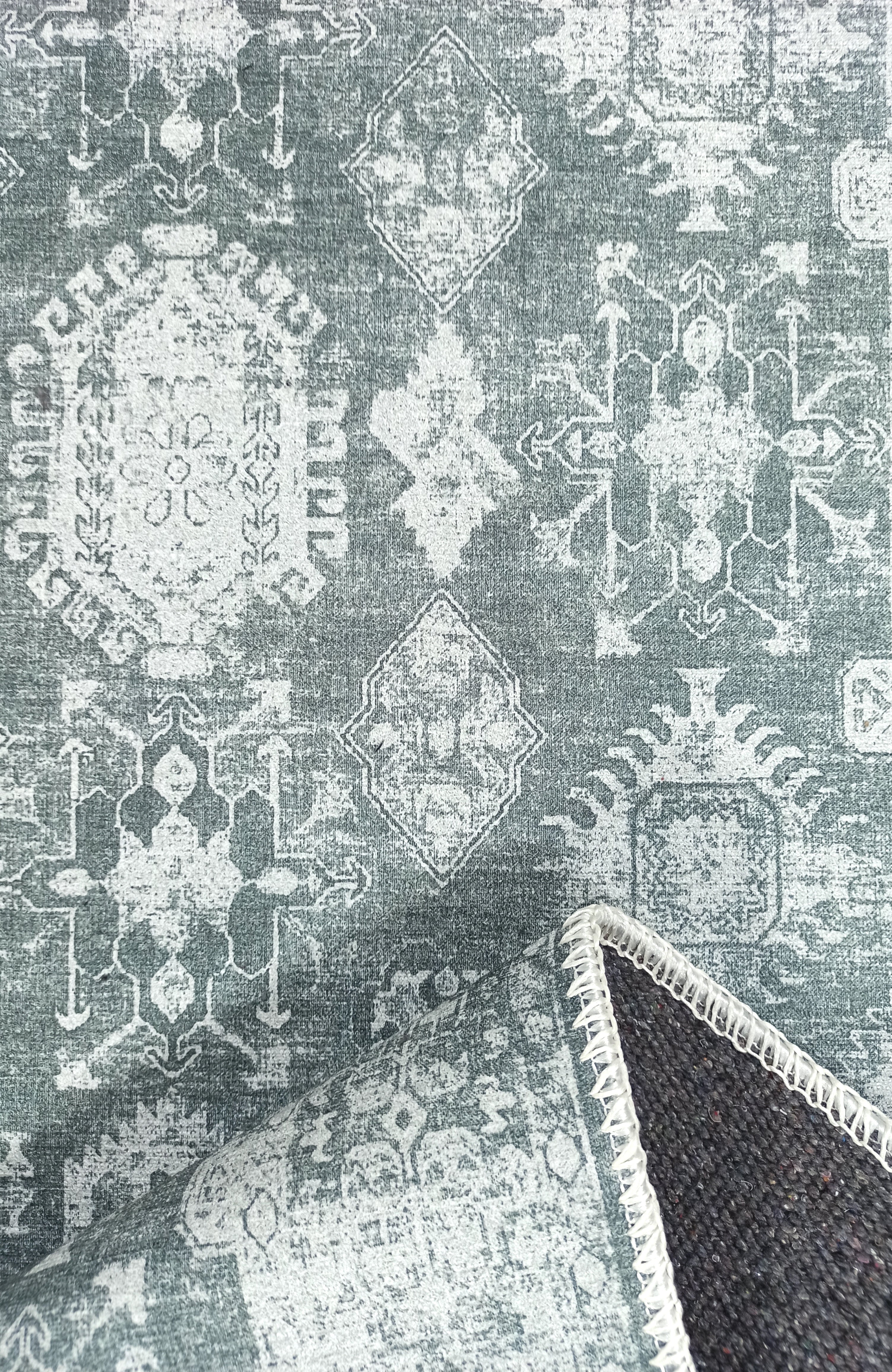 Turkish Vintage Distressed Gray Rug