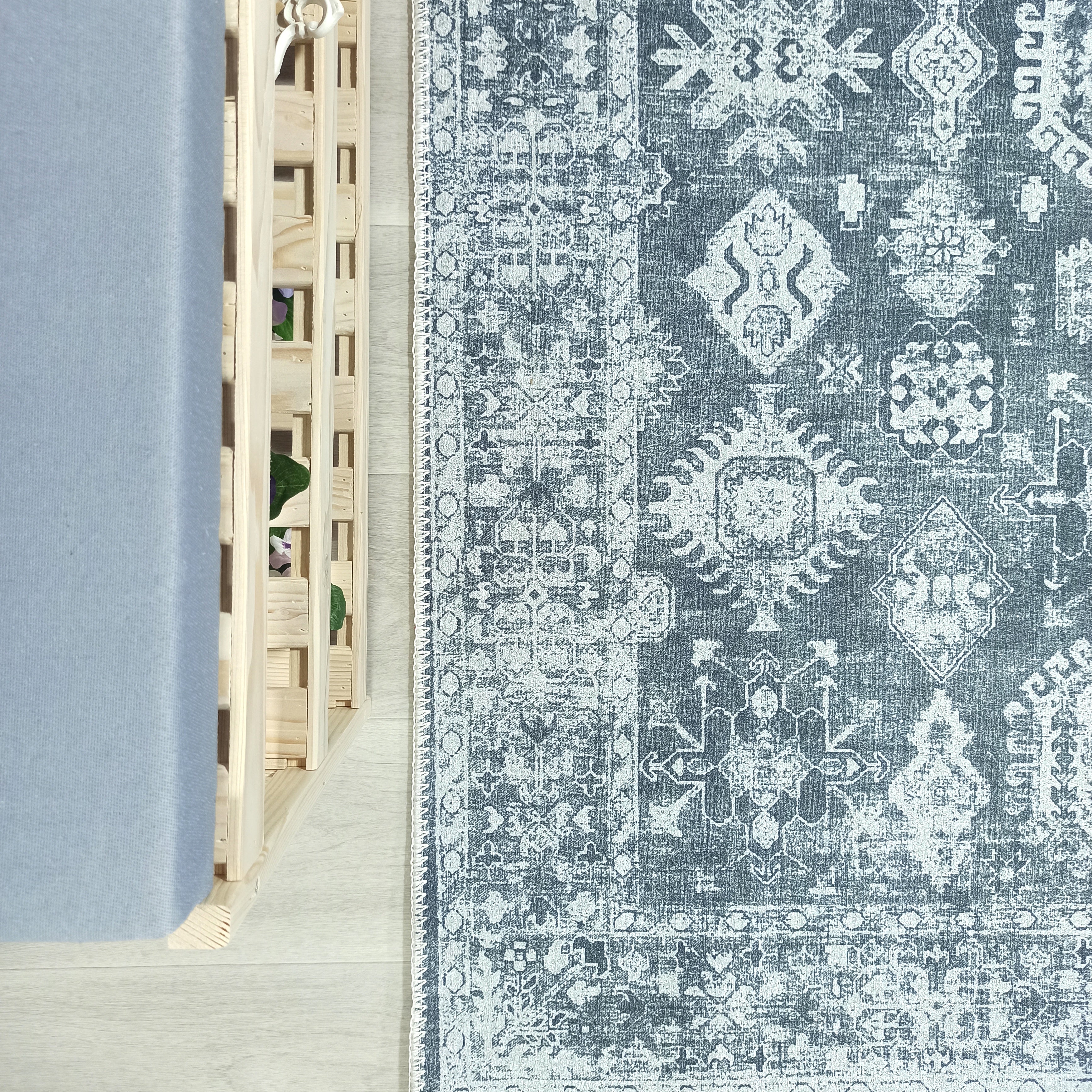 Turkish Vintage Distressed Gray Rug