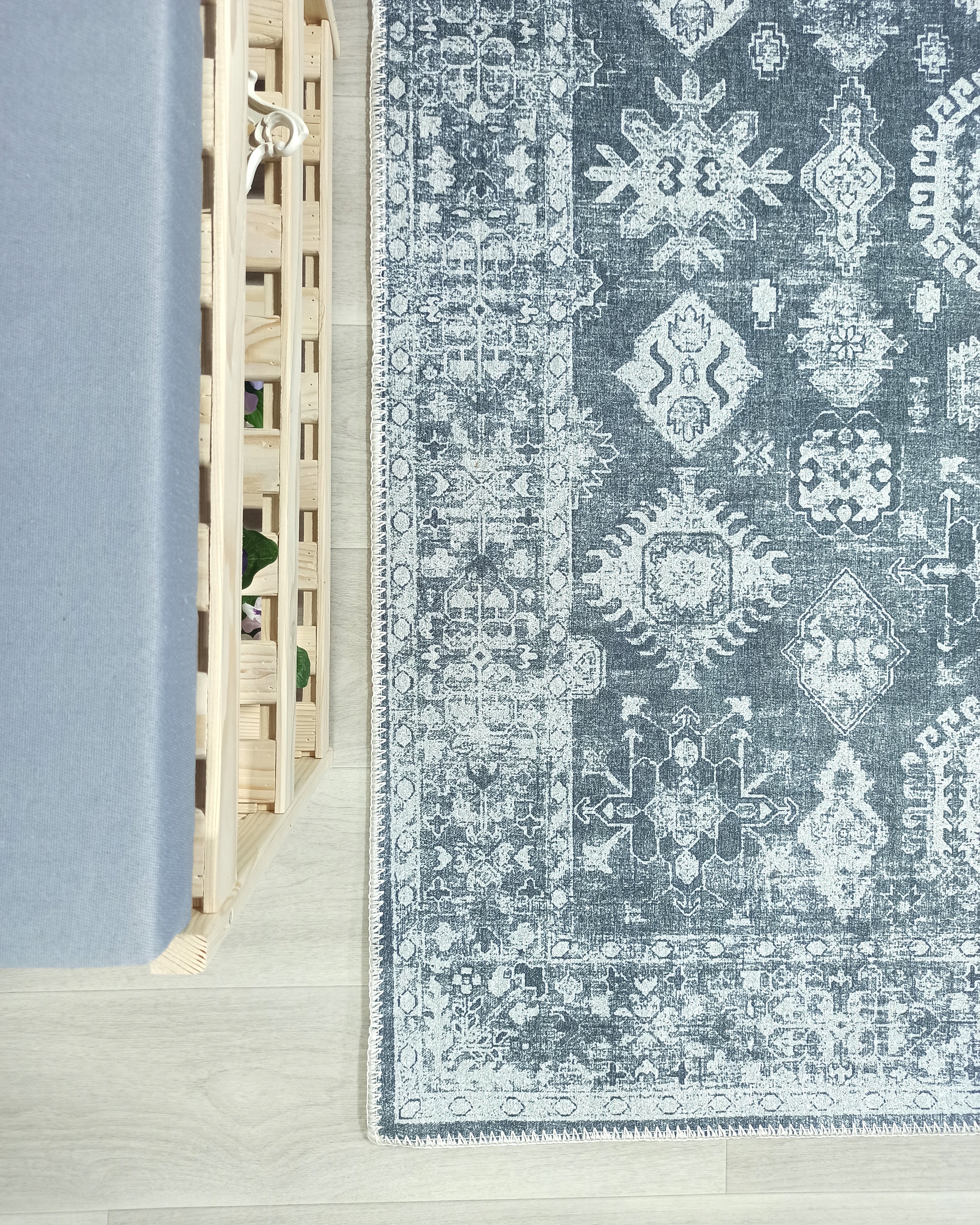 Turkish Vintage Distressed Gray Rug