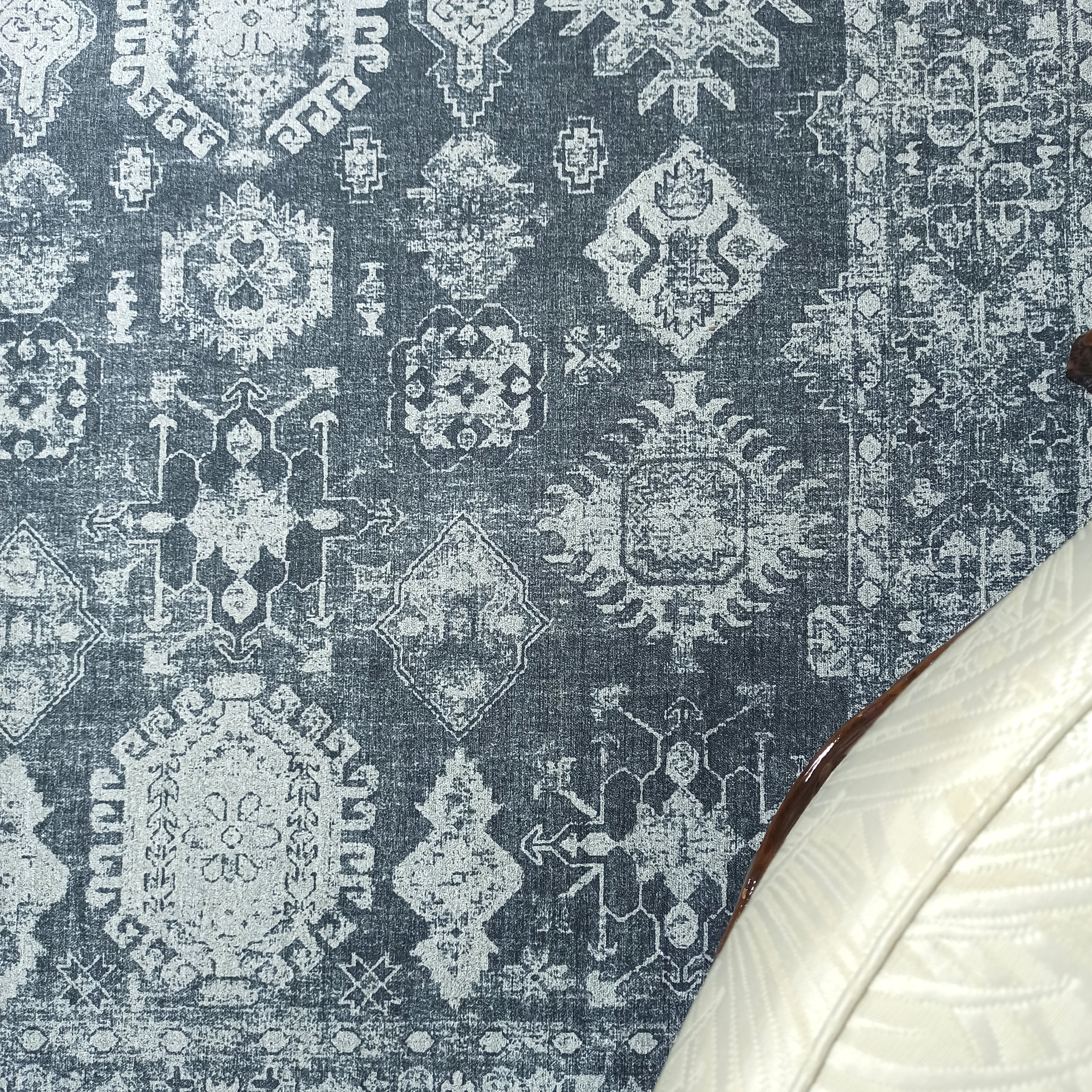 Turkish Vintage Distressed Gray Rug