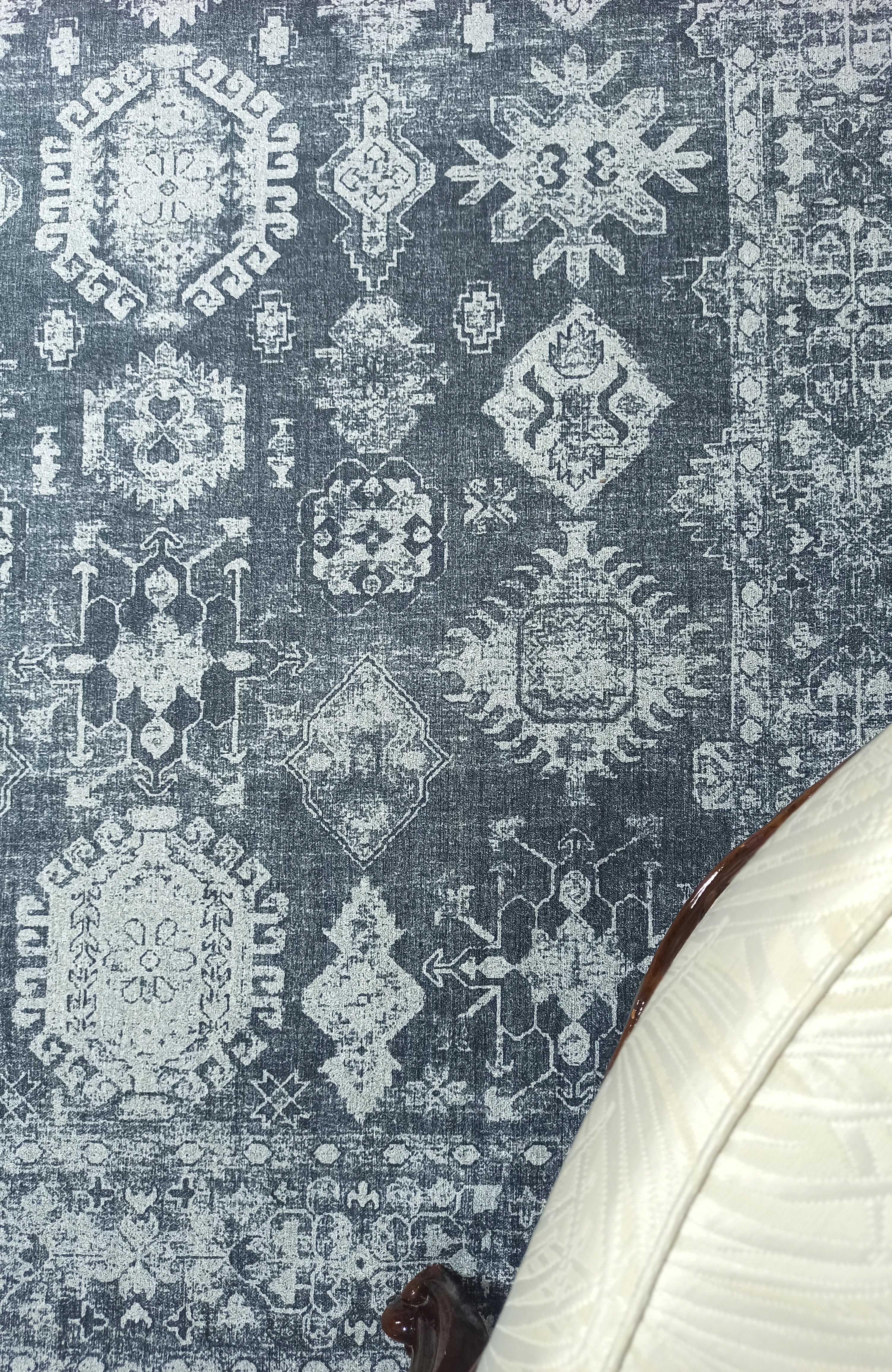 Turkish Vintage Distressed Gray Rug