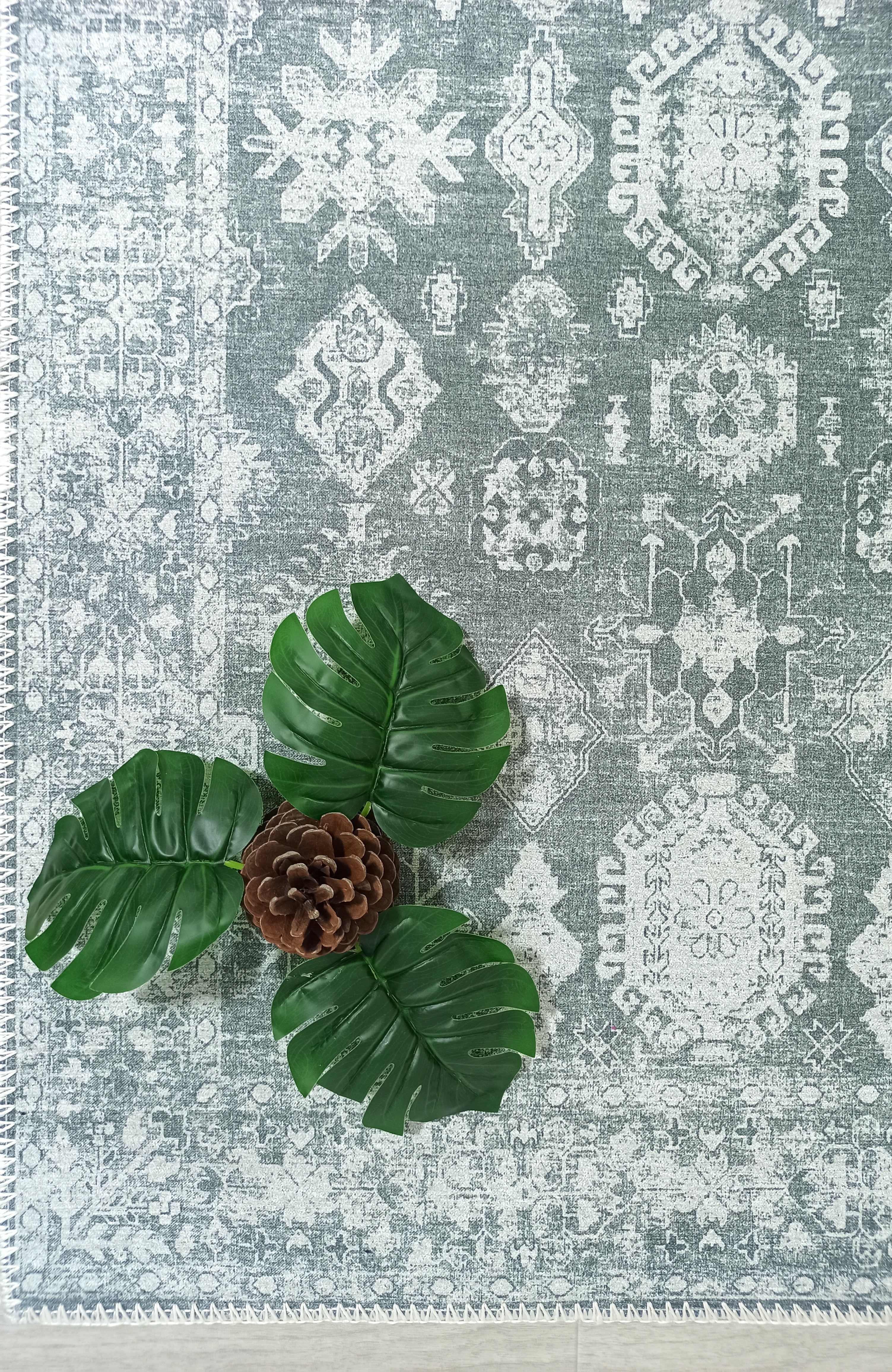 Turkish Vintage Distressed Gray Rug