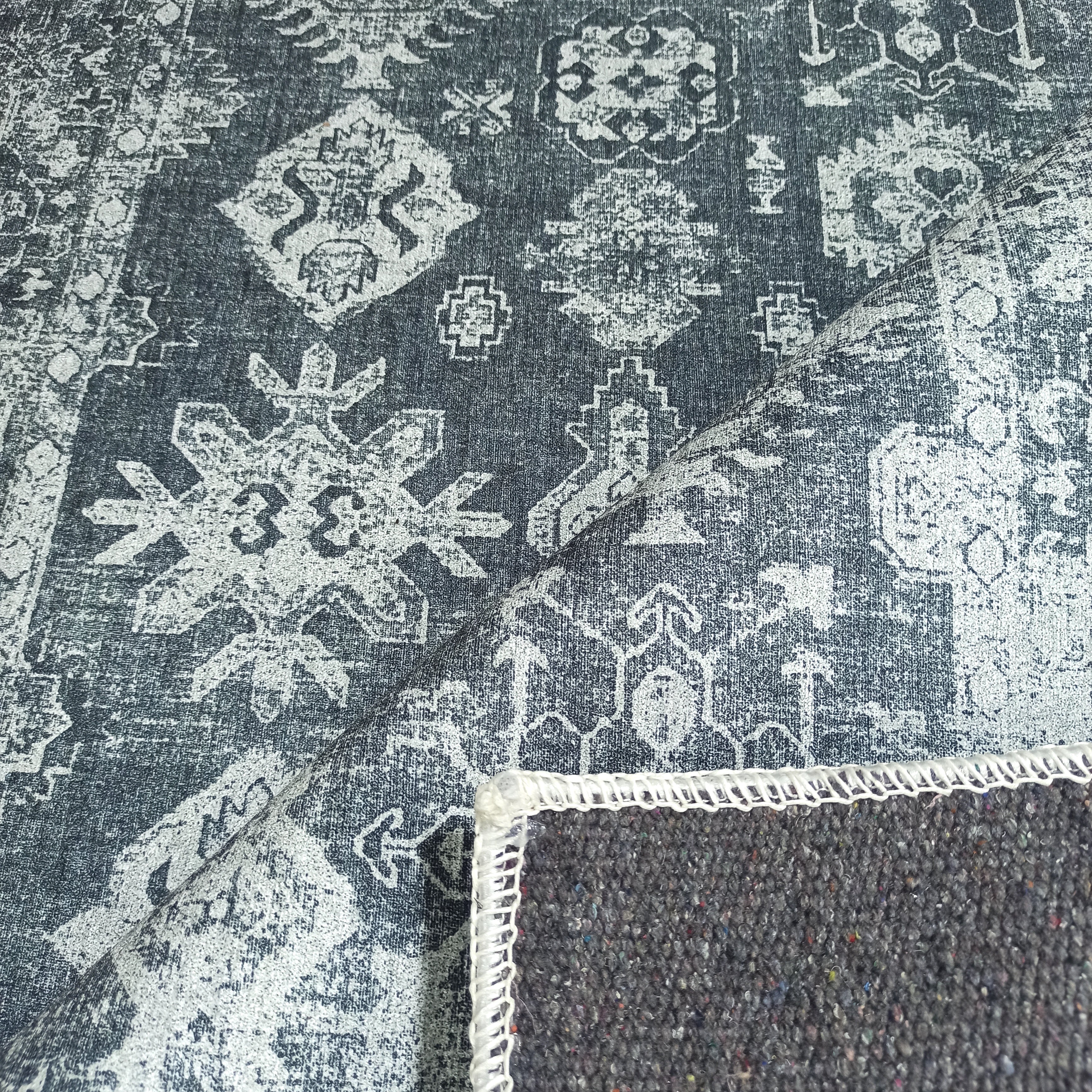 Turkish Vintage Distressed Gray Rug