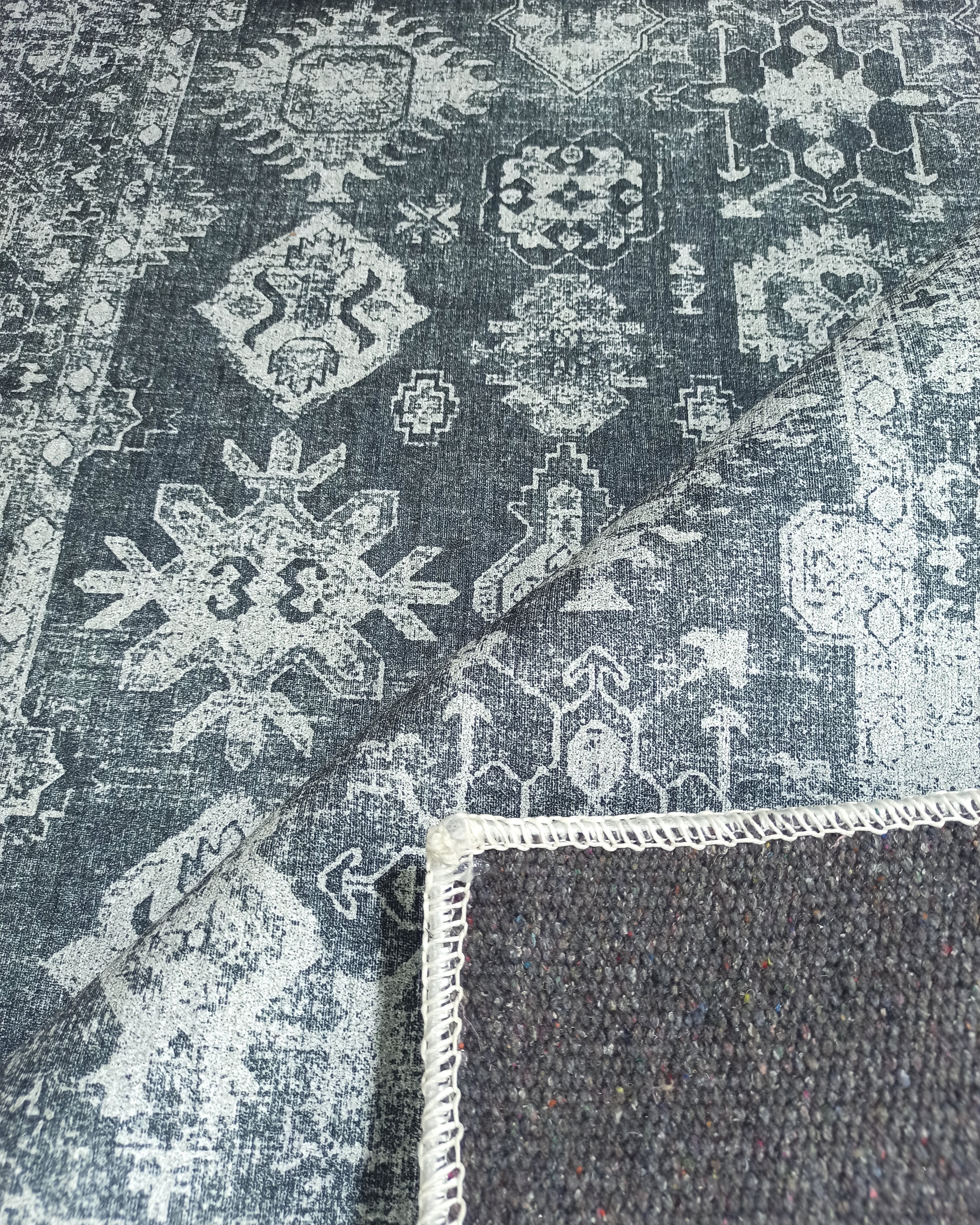 Turkish Vintage Distressed Gray Rug