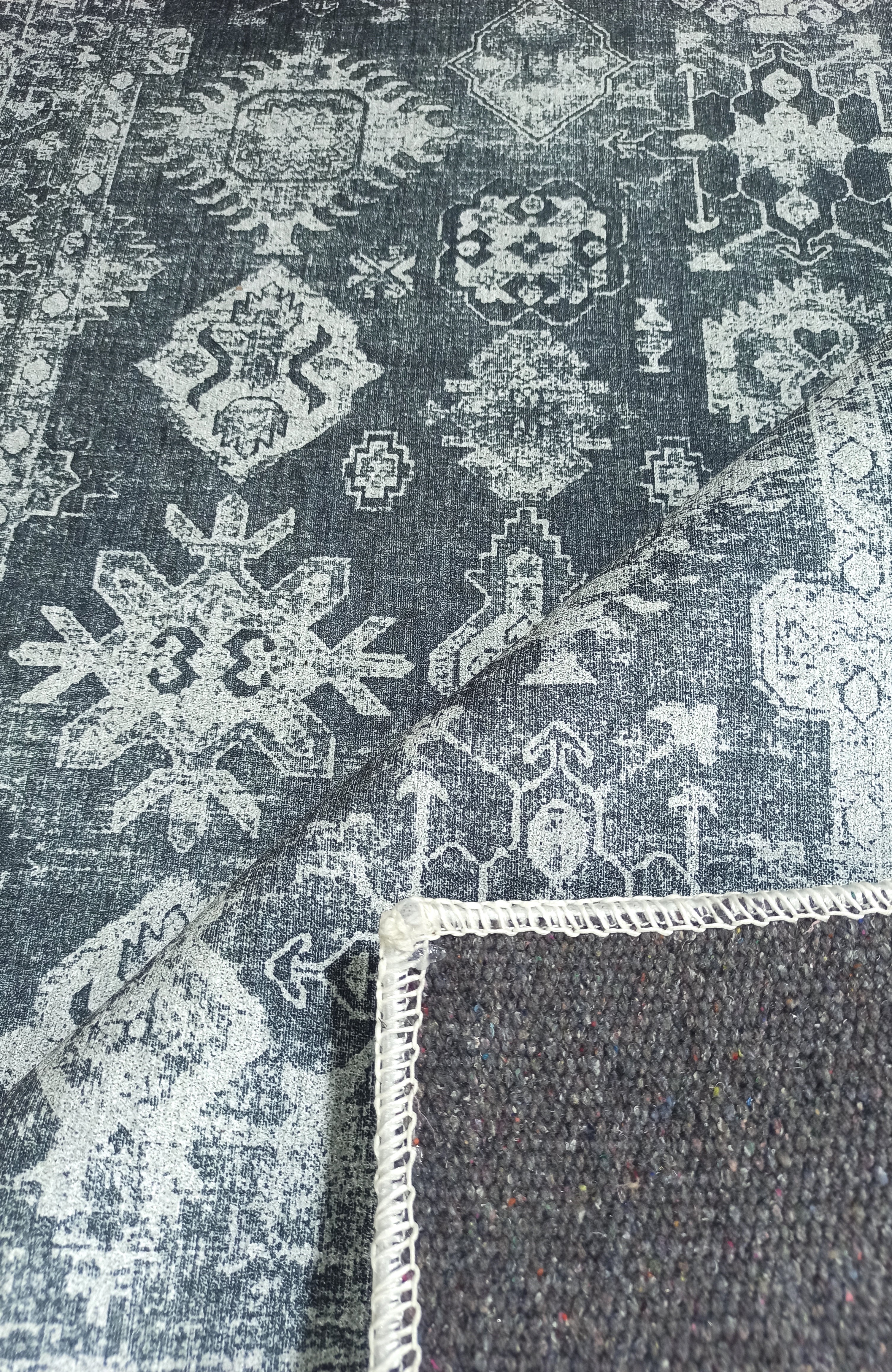 Turkish Vintage Distressed Gray Rug