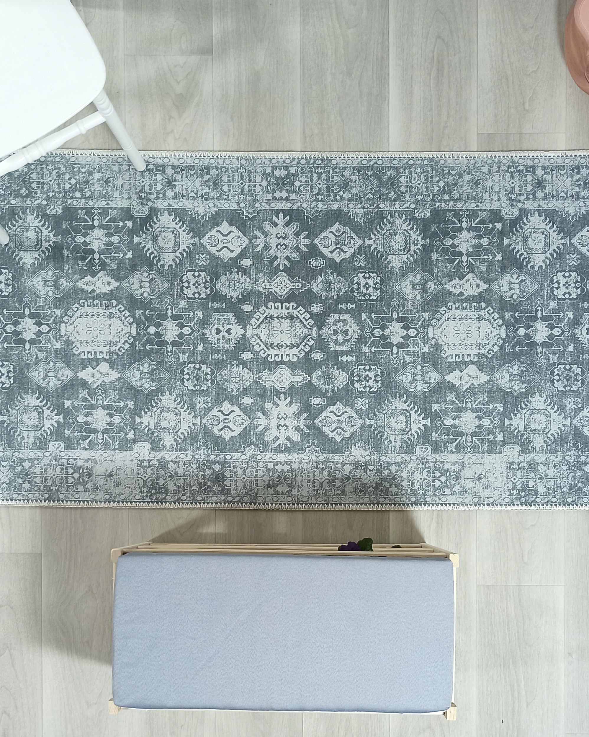 Turkish Vintage Distressed Gray Rug