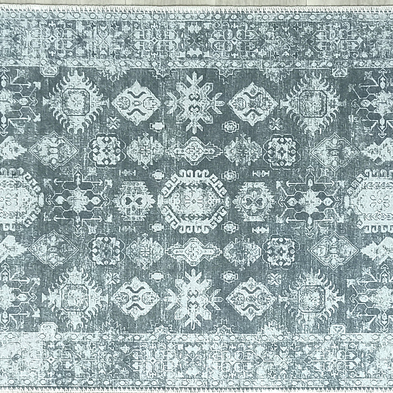 Turkish Vintage Distressed Gray Rug