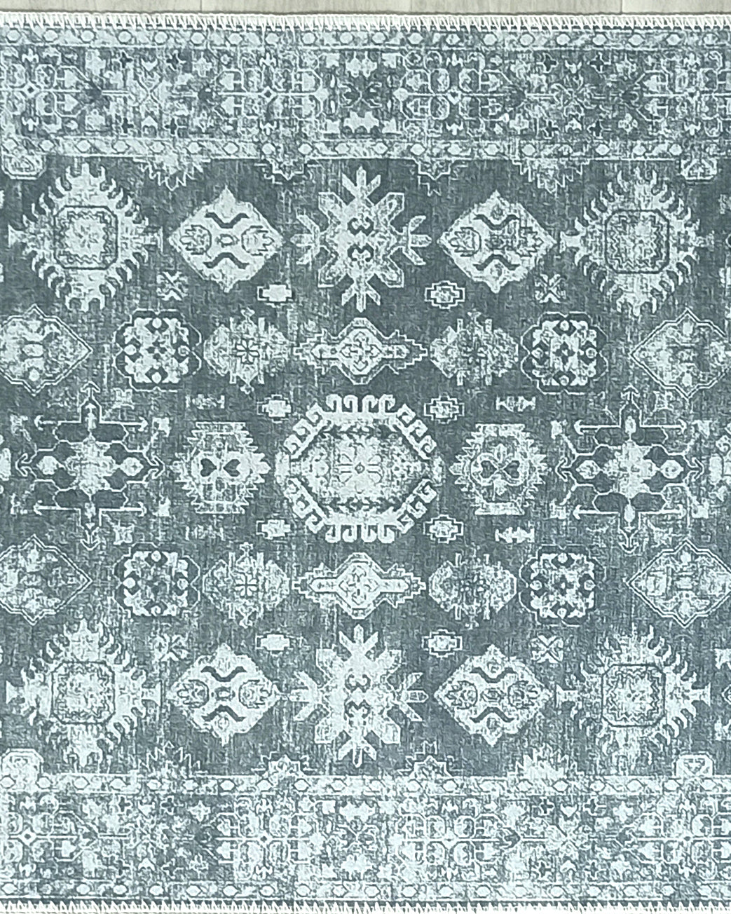 Turkish Vintage Distressed Gray Rug