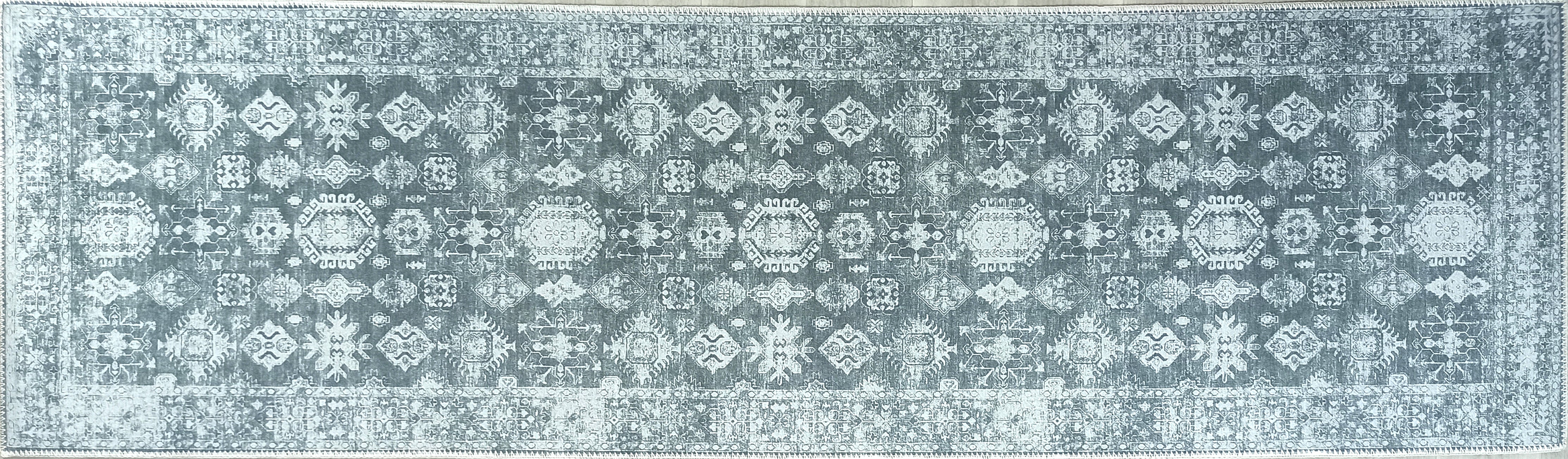 Turkish Vintage Distressed Gray Rug
