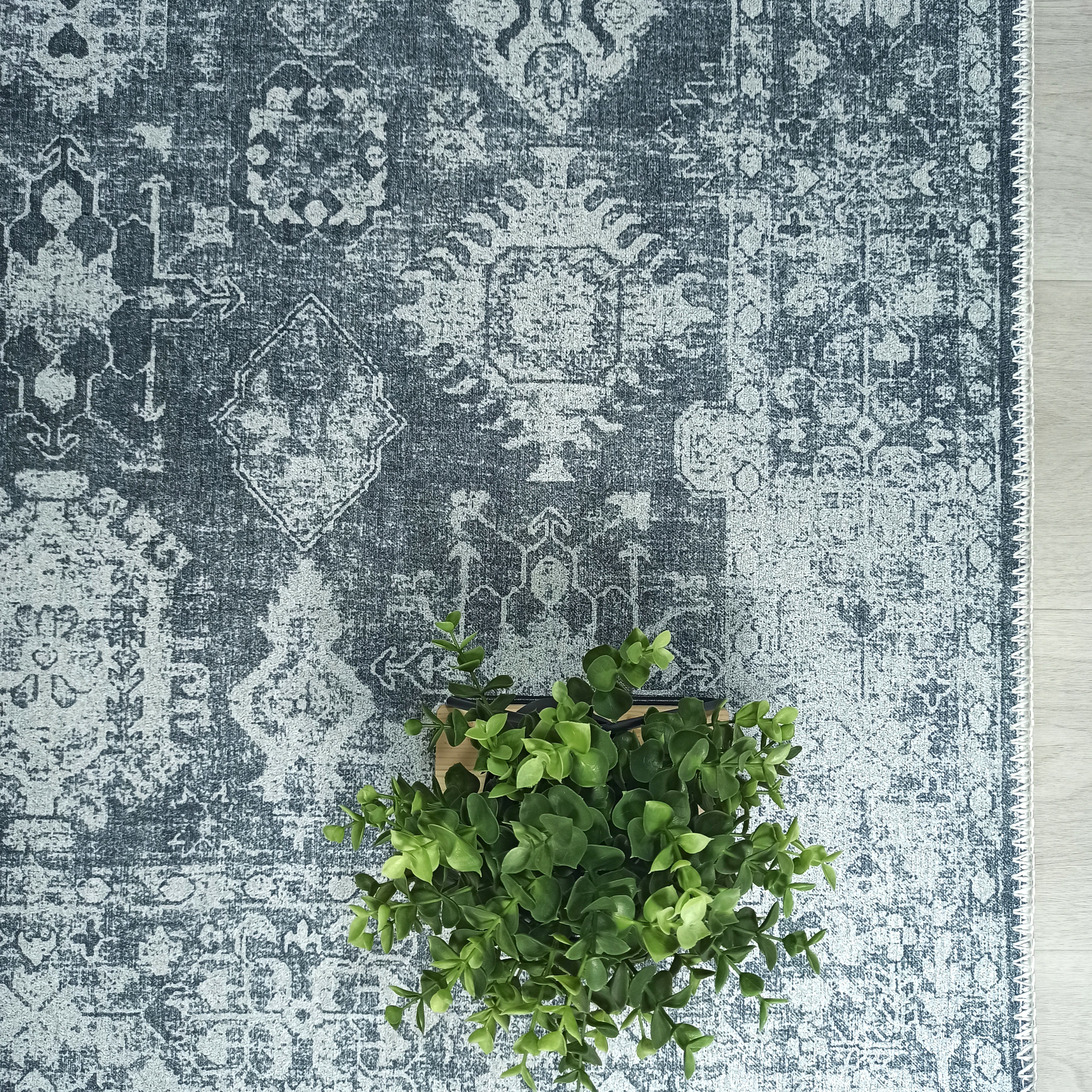 Turkish Vintage Distressed Gray Rug