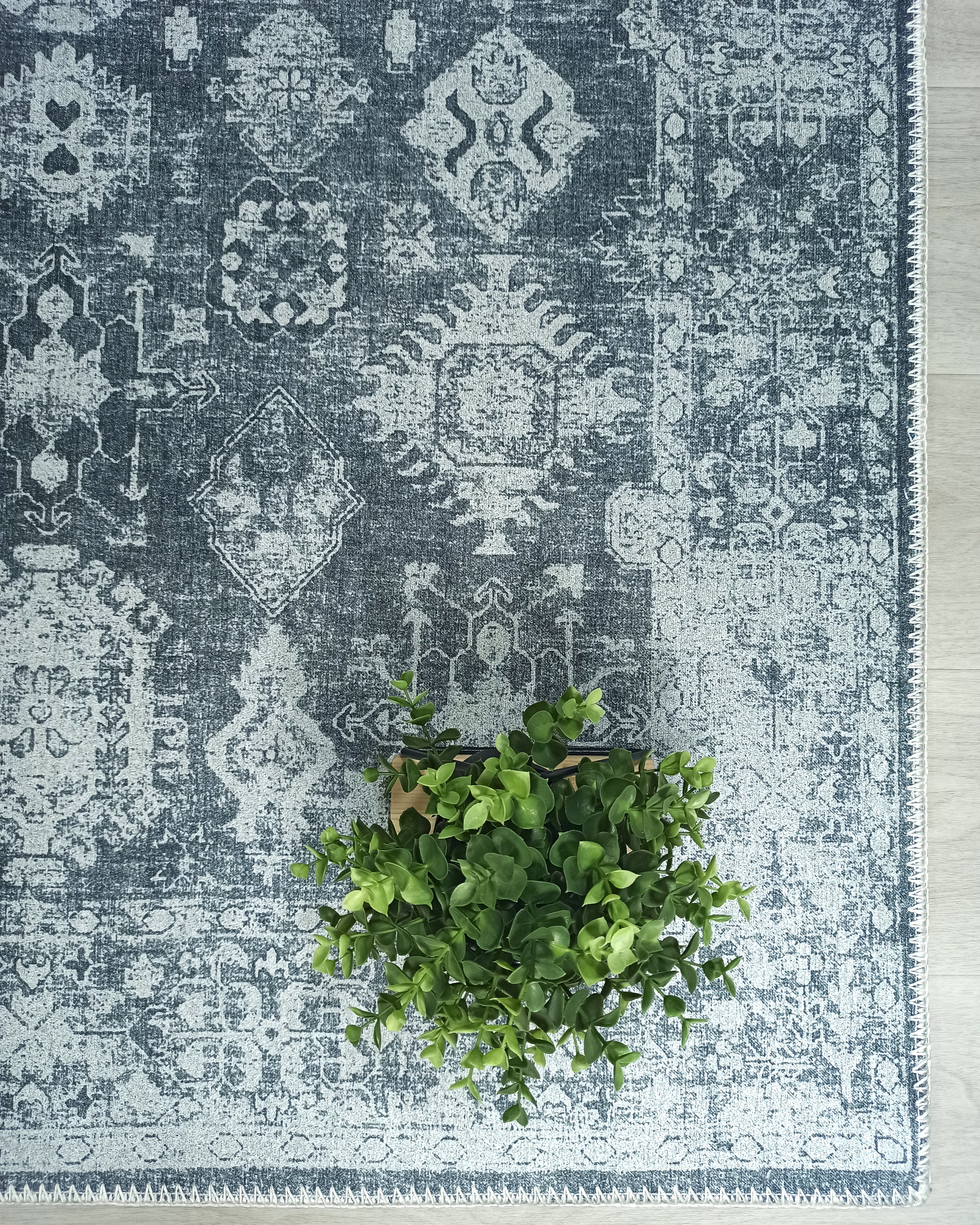 Turkish Vintage Distressed Gray Rug