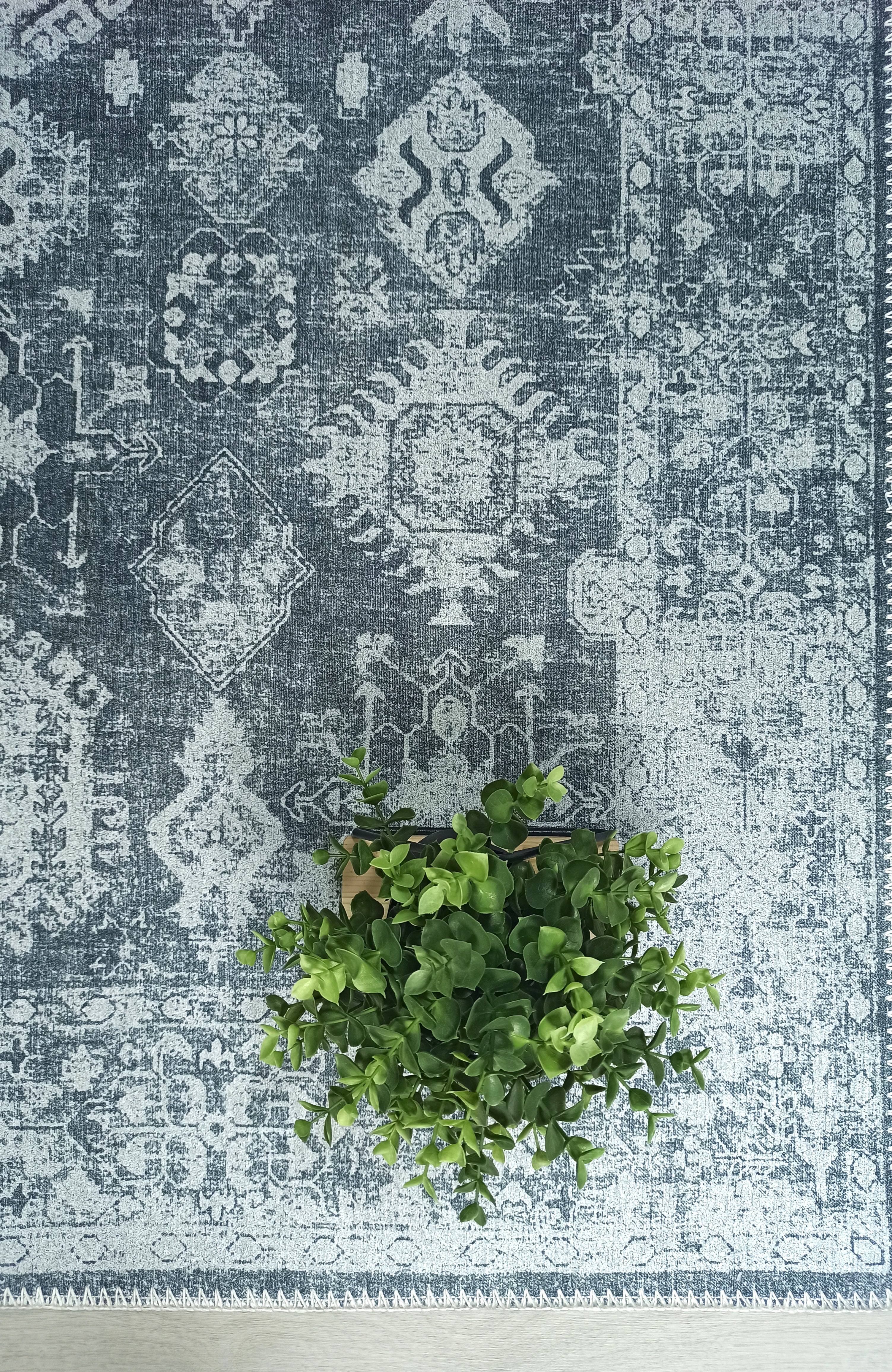 Turkish Vintage Distressed Gray Rug