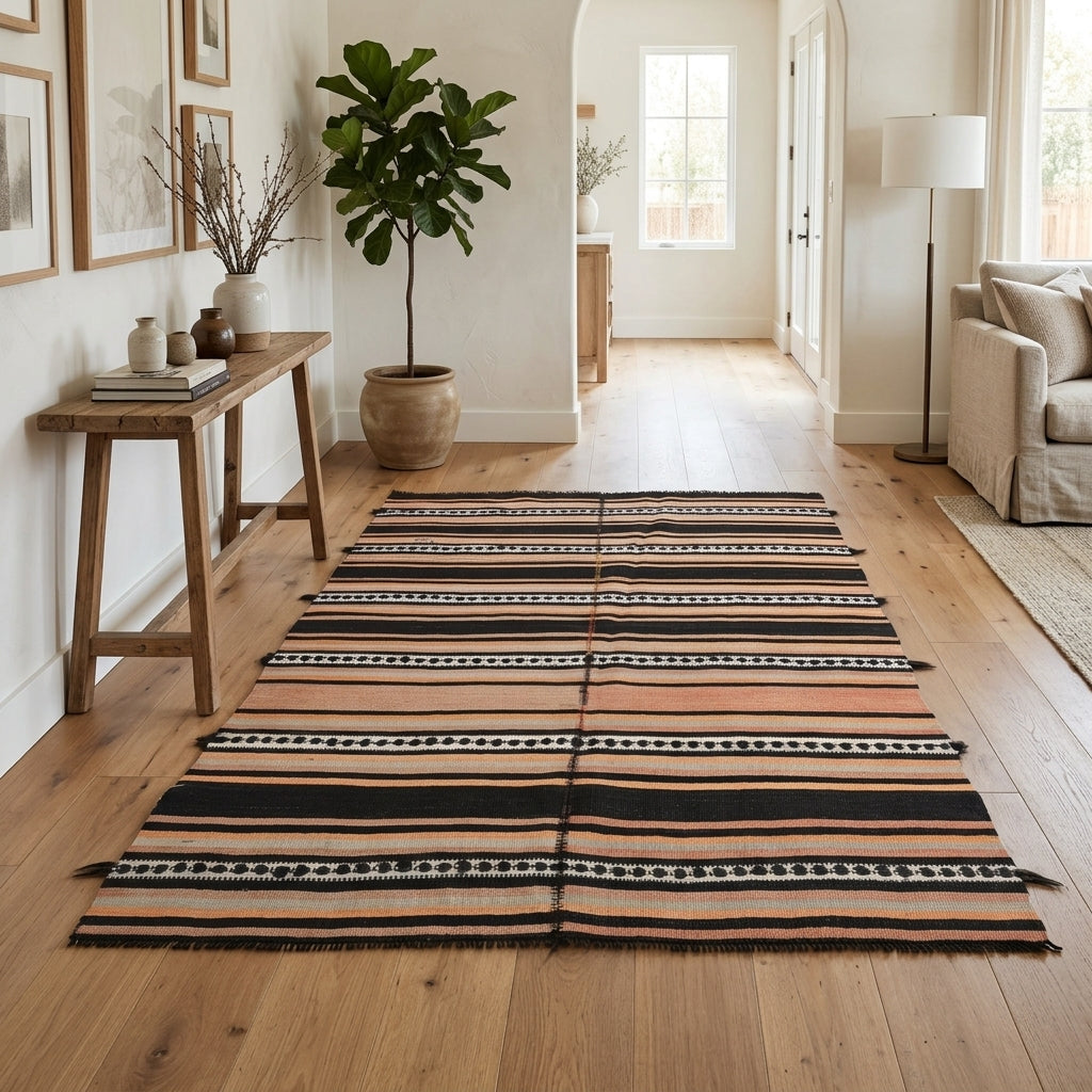 Oriental pattern on the Tubalale Halcyon vintage kilim rug – handwoven flatweave in Anatolia, Turkey