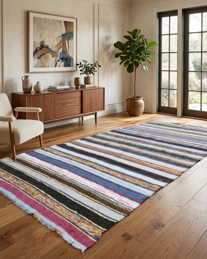 Oriental pattern on the Akikdeniz vintage kilim rug – handwoven flatweave in Anatolia, Turkey