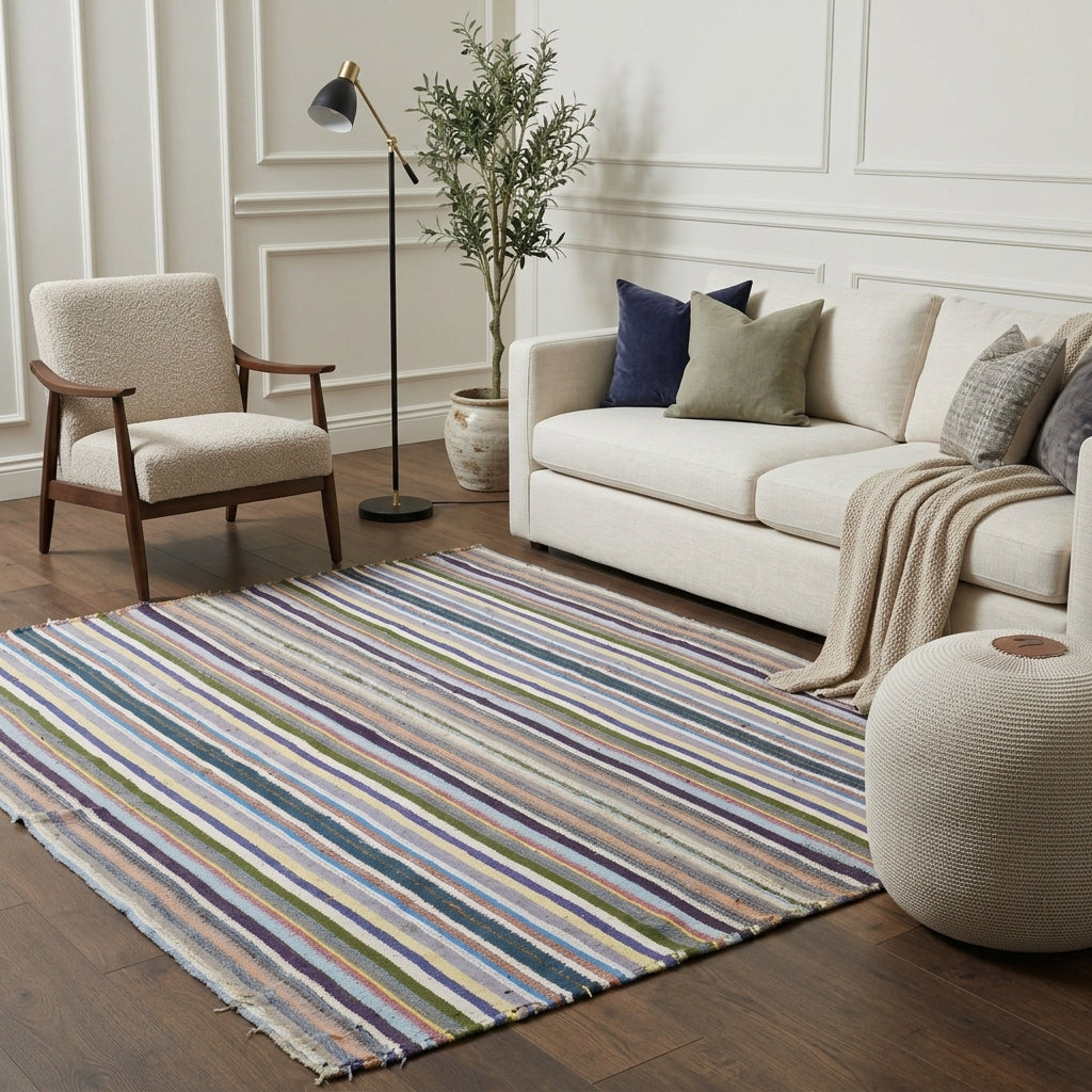 Striped pattern on the Berilpare vintage kilim rug – handwoven flatweave in Anatolia, Turkey