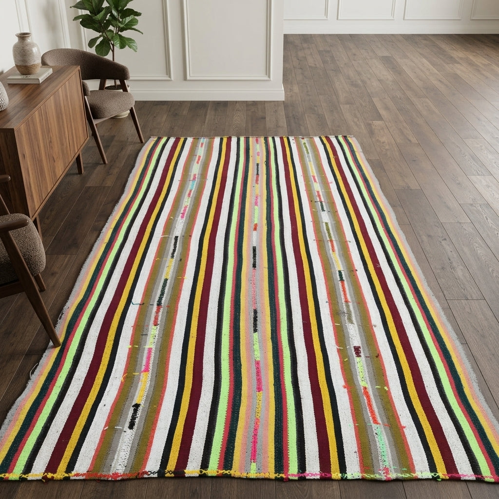 Striped pattern on the Zulalbike vintage kilim rug – handwoven flatweave in Anatolia, Turkey