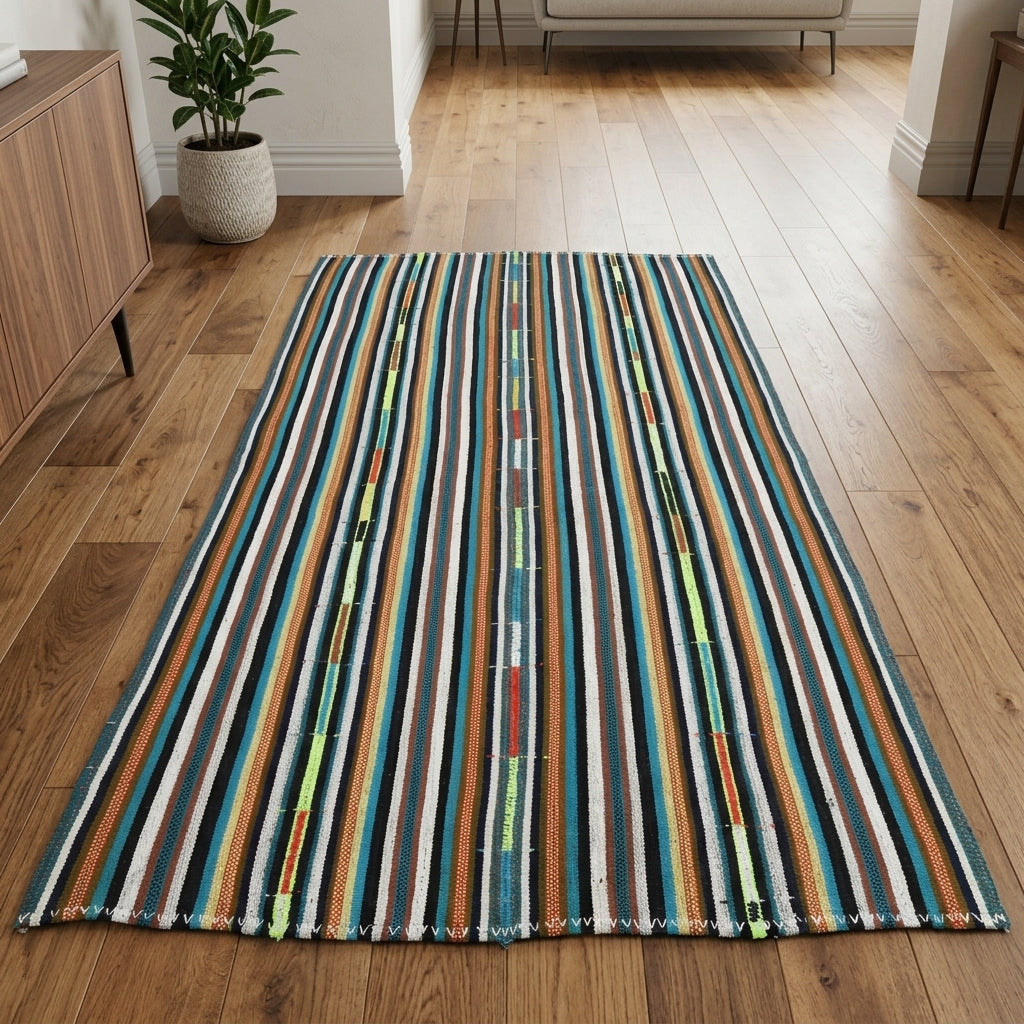 Striped pattern on the Kelebekbahar vintage kilim rug – handwoven flatweave in Anatolia, Turkey