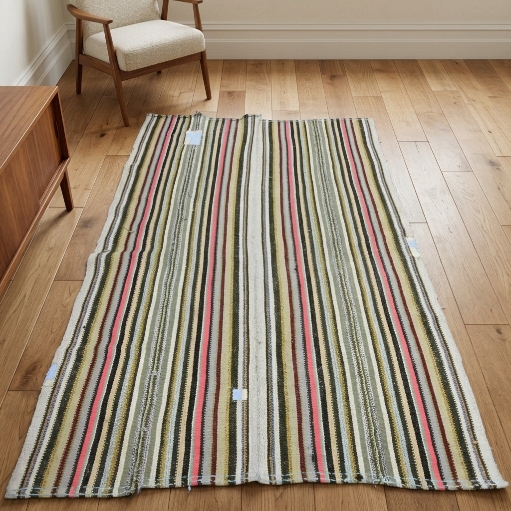 Oriental pattern on the Yagmurbike vintage kilim rug – handwoven flatweave in Anatolia, Turkey