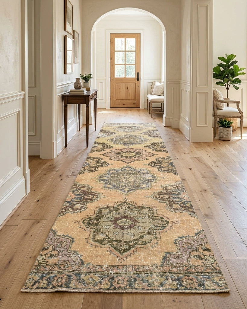 Oriental pattern on the Gulcinur vintage runner rug – handmade in Anatolia, Turkey