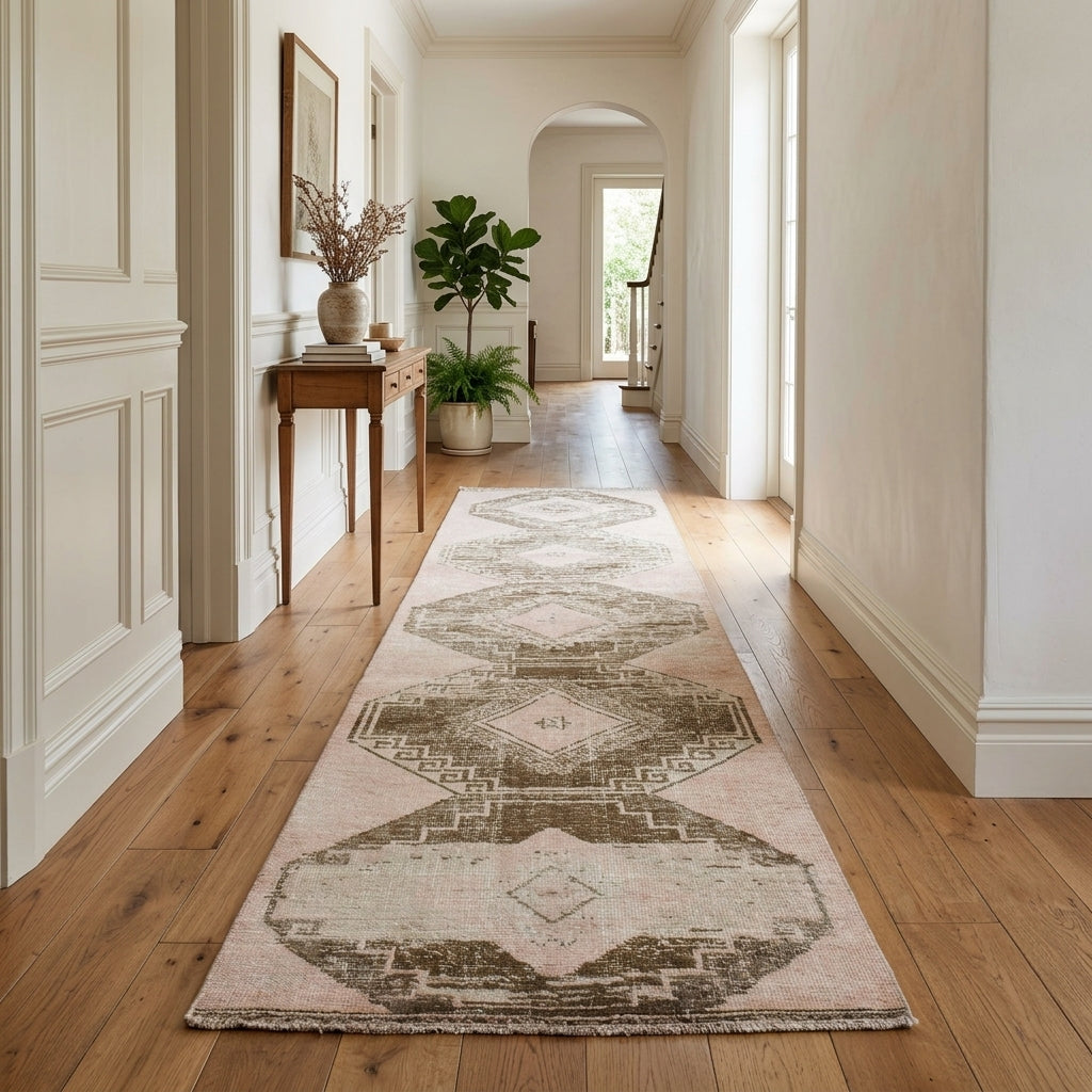 Oriental pattern on the Glykocharis vintage runner rug – handmade in Anatolia, Turkey