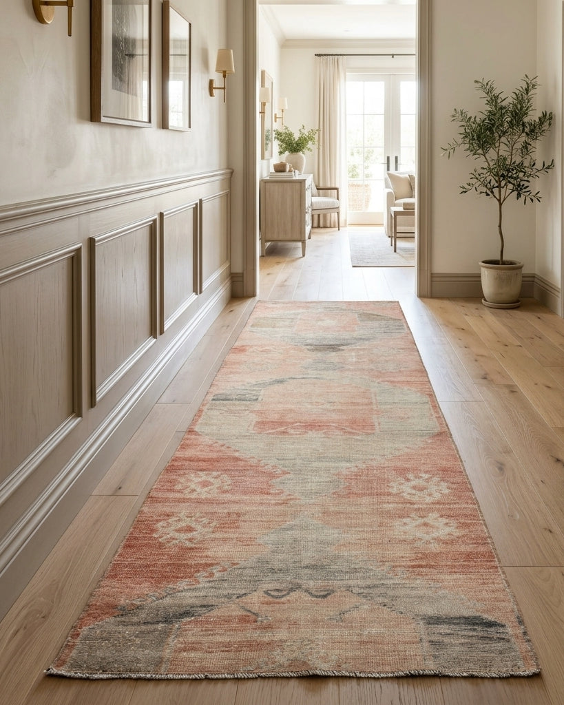 Tribal pattern on the Fulyagonca vintage runner rug – handmade in Anatolia, Turkey