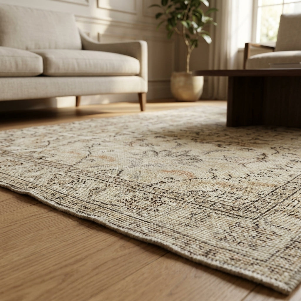 Floral pattern on the Zeyneplale vintage area rug – handmade in Anatolia, Turkey