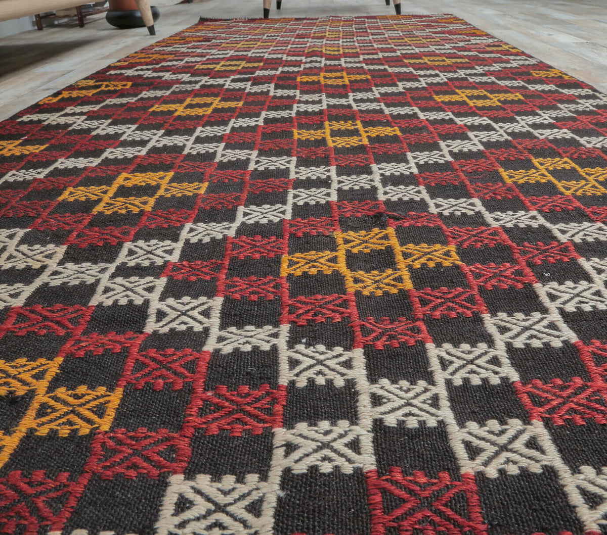 125x300 cm vintage Anatolian kilim rug – Damlasad, flatweave, wool