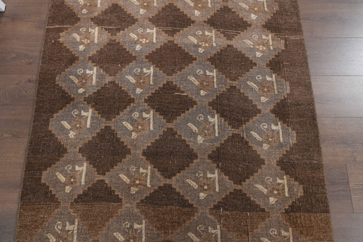 Vintage Brown Flatweave Runner Rug