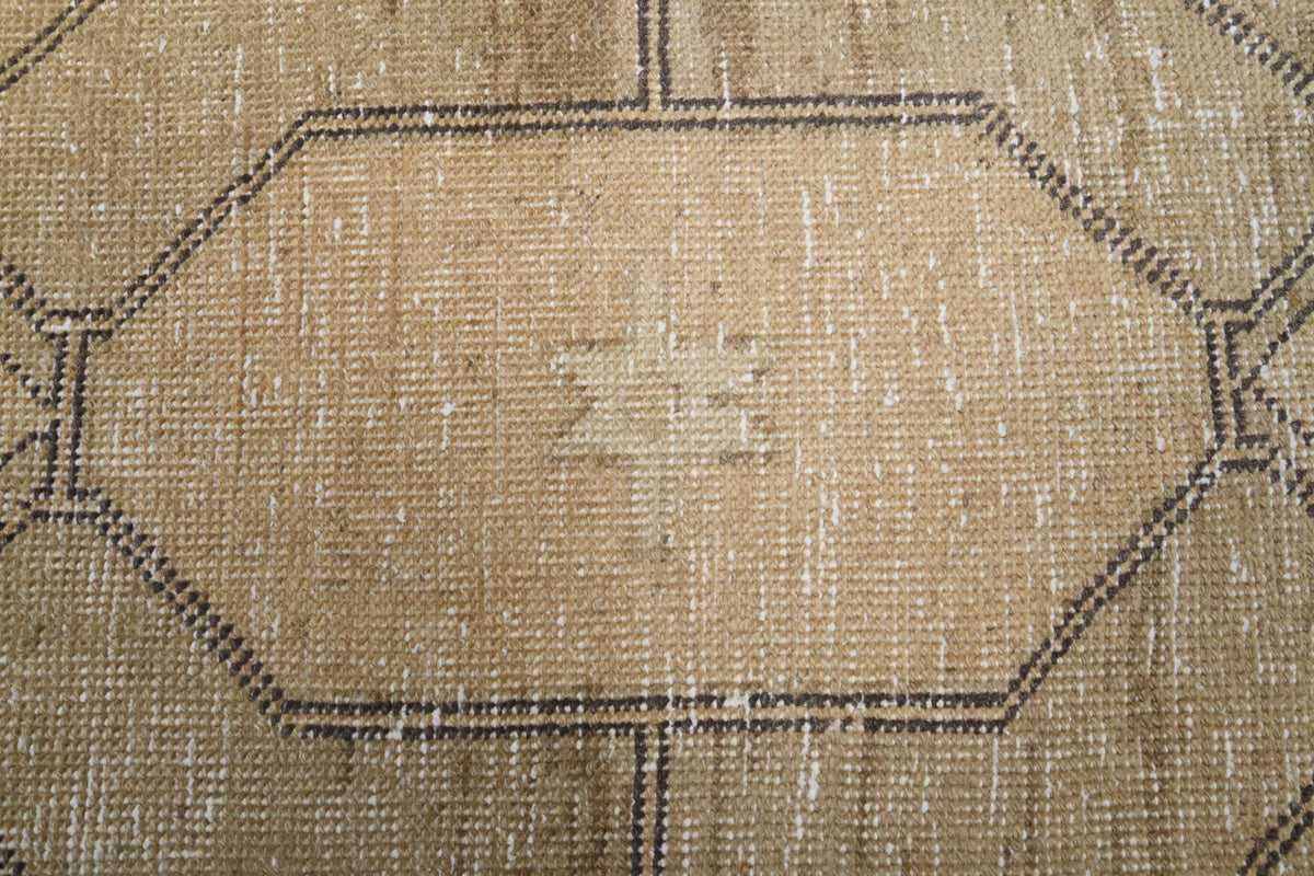 Siran runner: 1970s handmade Anatolian runner with oriental motifs and cotton backing