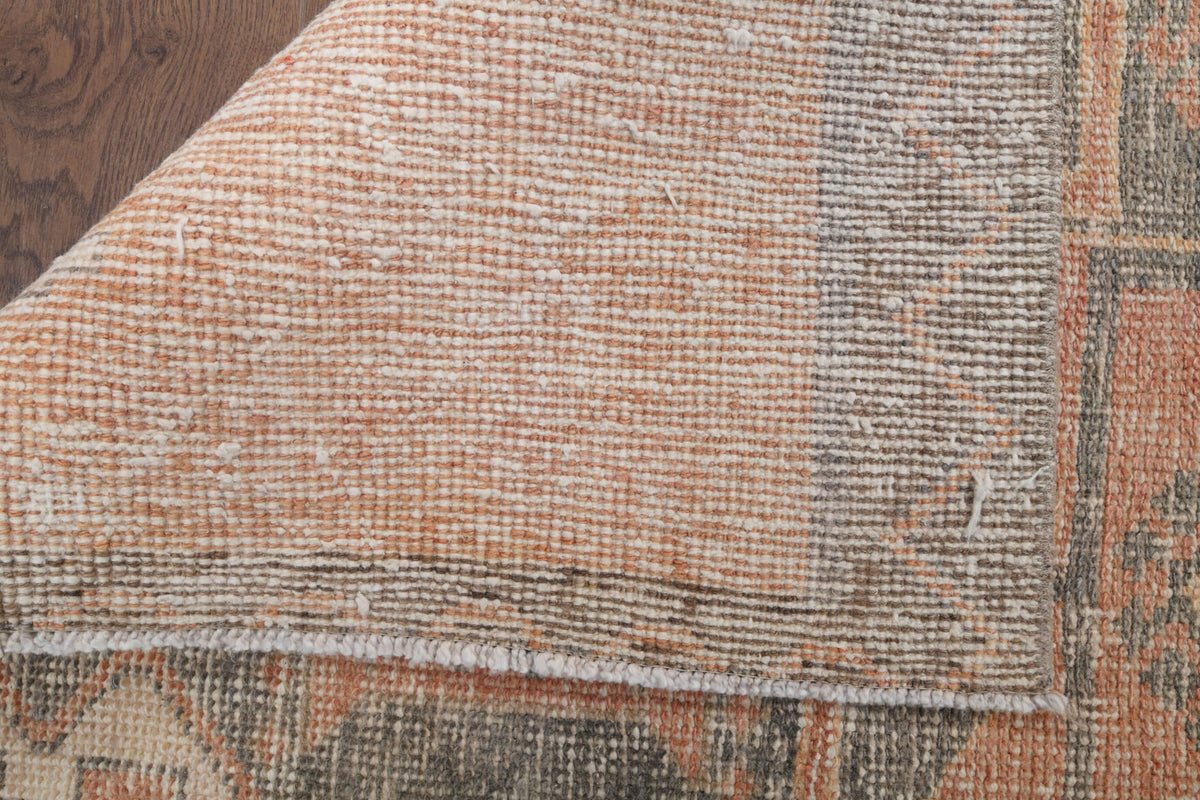 Sahrasever runner: 1970s handmade Anatolian runner with geometric motifs and cotton backing