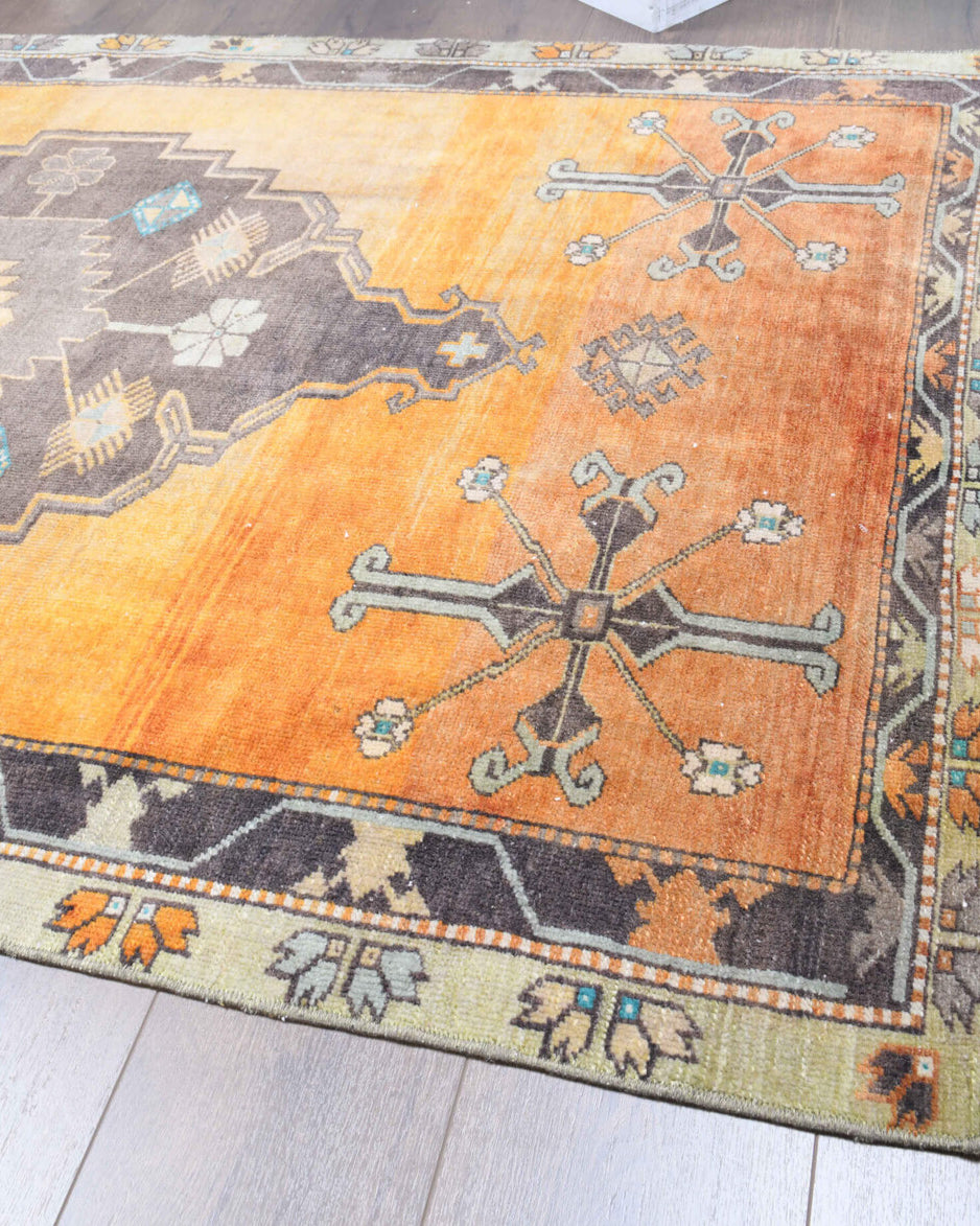 120x345 cm vintage Anatolian runner rug – Sabahsel, low pile, wool