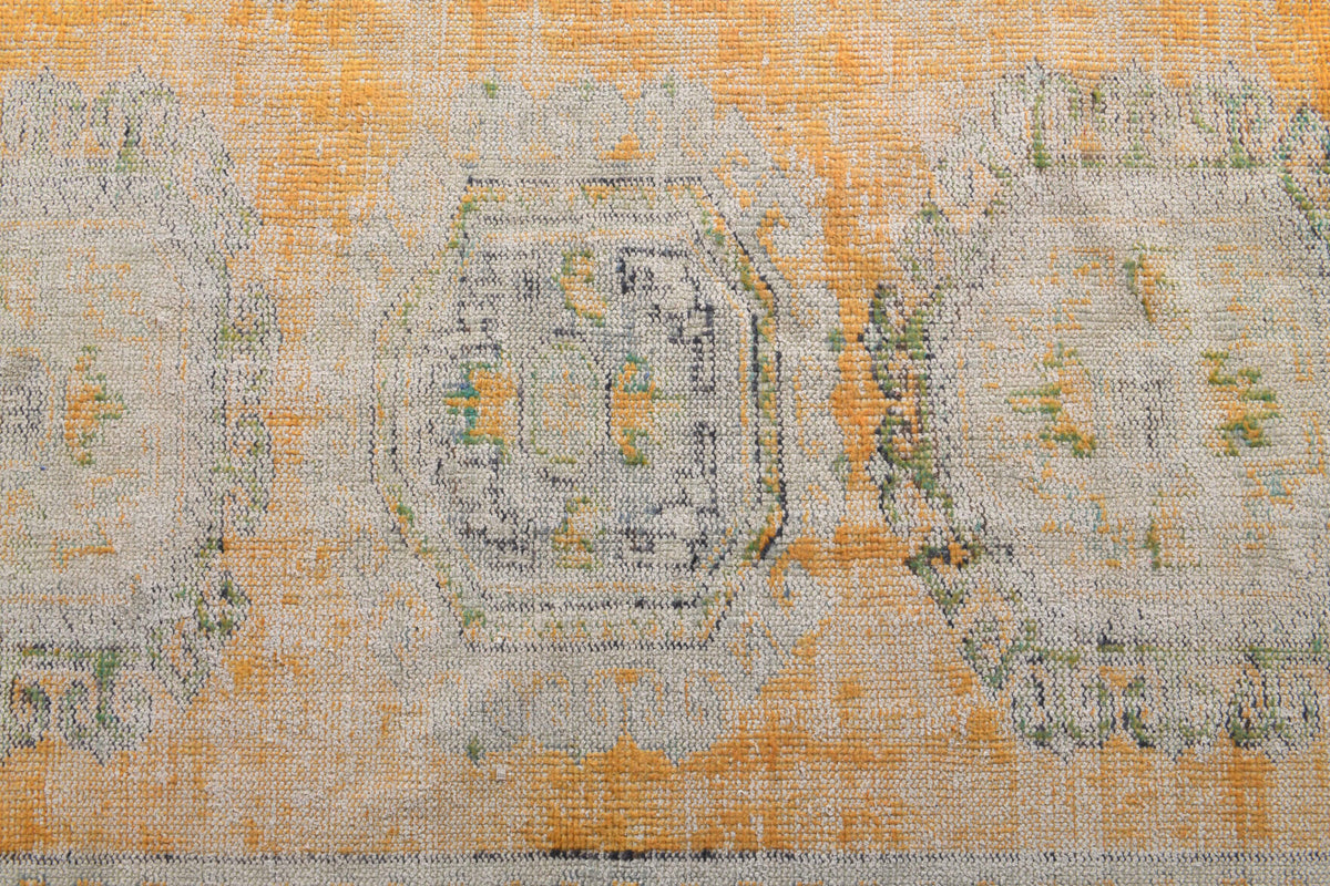 Authentic Anatolian antique washed vintage runner rug (1960s) with oriental design – one-of-a-kind at Fame Rugs