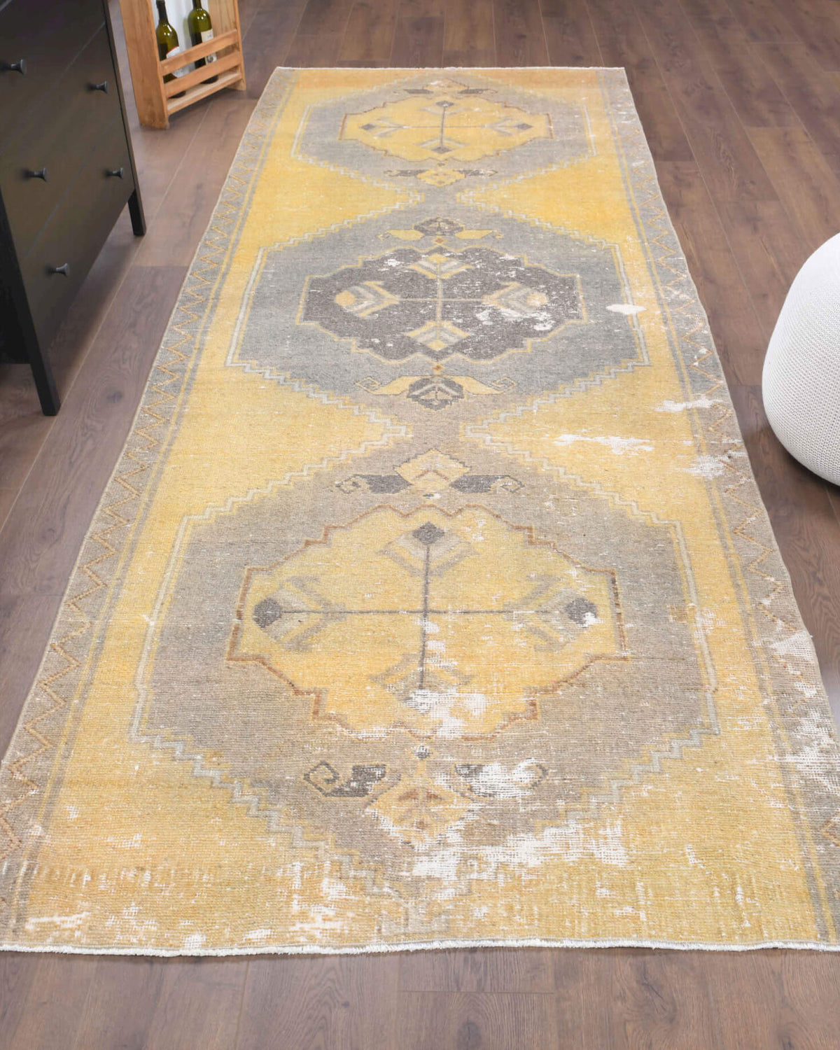 4x11 Wool Vintage Runner Rug