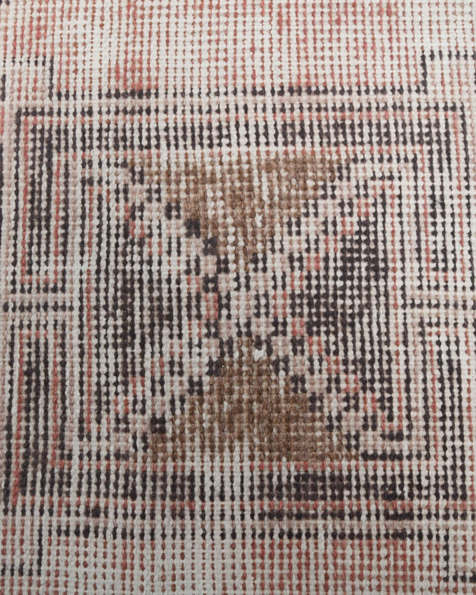 Sevdabike runner: 1950s handmade Anatolian runner with geometric motifs and cotton backing