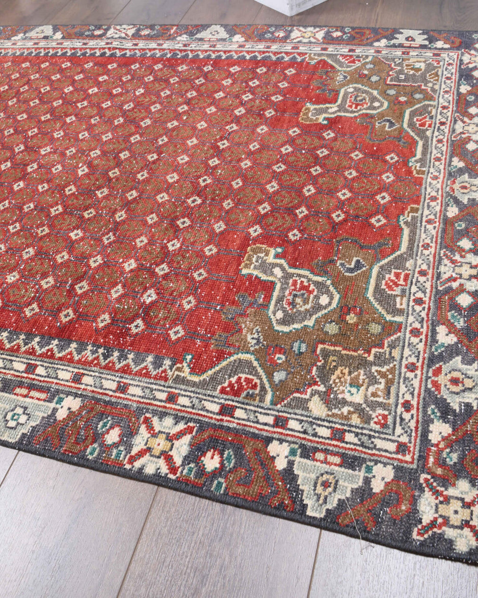 Authentic Anatolian vintage runner rug (1970s) with ikat design – one-of-a-kind at Fame Rugs