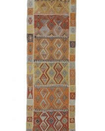 Handwoven flatweave wool runner from Anatolia, Turkey – 4x12 Vintage Handwoven Rug Runner 3'11" x 12'4"