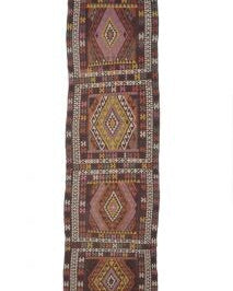 Handwoven flatweave wool runner from Anatolia, Turkey – 4x14 Vintage Kilim Flatweave Rug Runner 3'8" x 13'9"