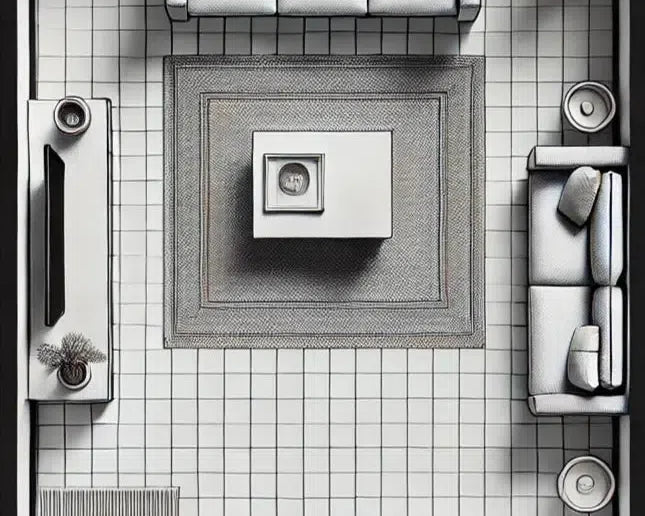 4x6 rug placed in front of a sofa in a compact space - Fame Rugs