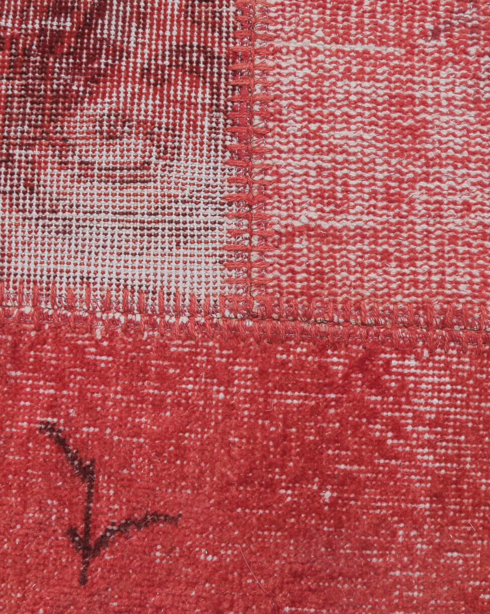 Halaura rug: 1970s handmade Anatolian rug with solid motifs and fabric backing