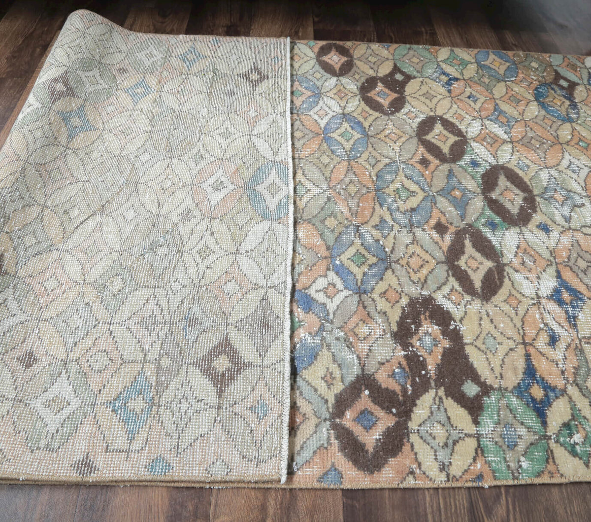 Authentic Anatolian vintage area rug (1970s) with ikat design – one-of-a-kind at Fame Rugs